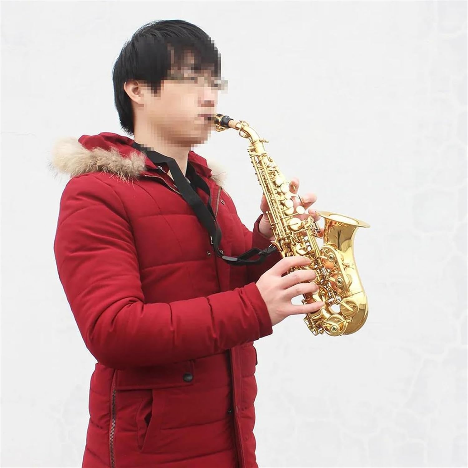 Treble Saxophone Brass Golden Carve Pattern Sax Buttons Mouthpiece Reeds Neck Wind Instrument Accessories (Color : Gold Silver)