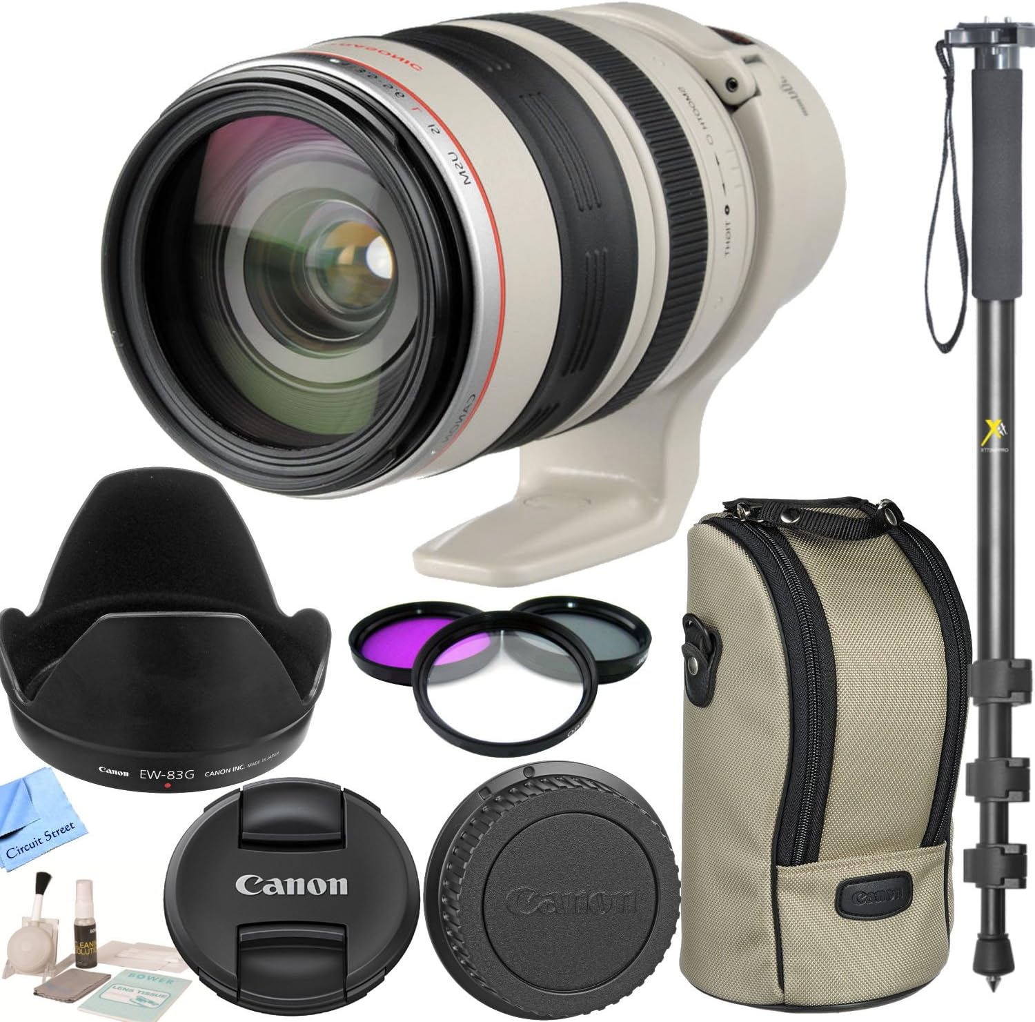 Canon Zoom Wide Angle-Telephoto EF 28-300mm f/3.5-5.6L is USM Autofocus Lens with CS Kit: Includes Lens Cap Rear Cap Lens Hood Lens Case Filter Kit& CS Microfiber Cleaning Cloth (International Model)