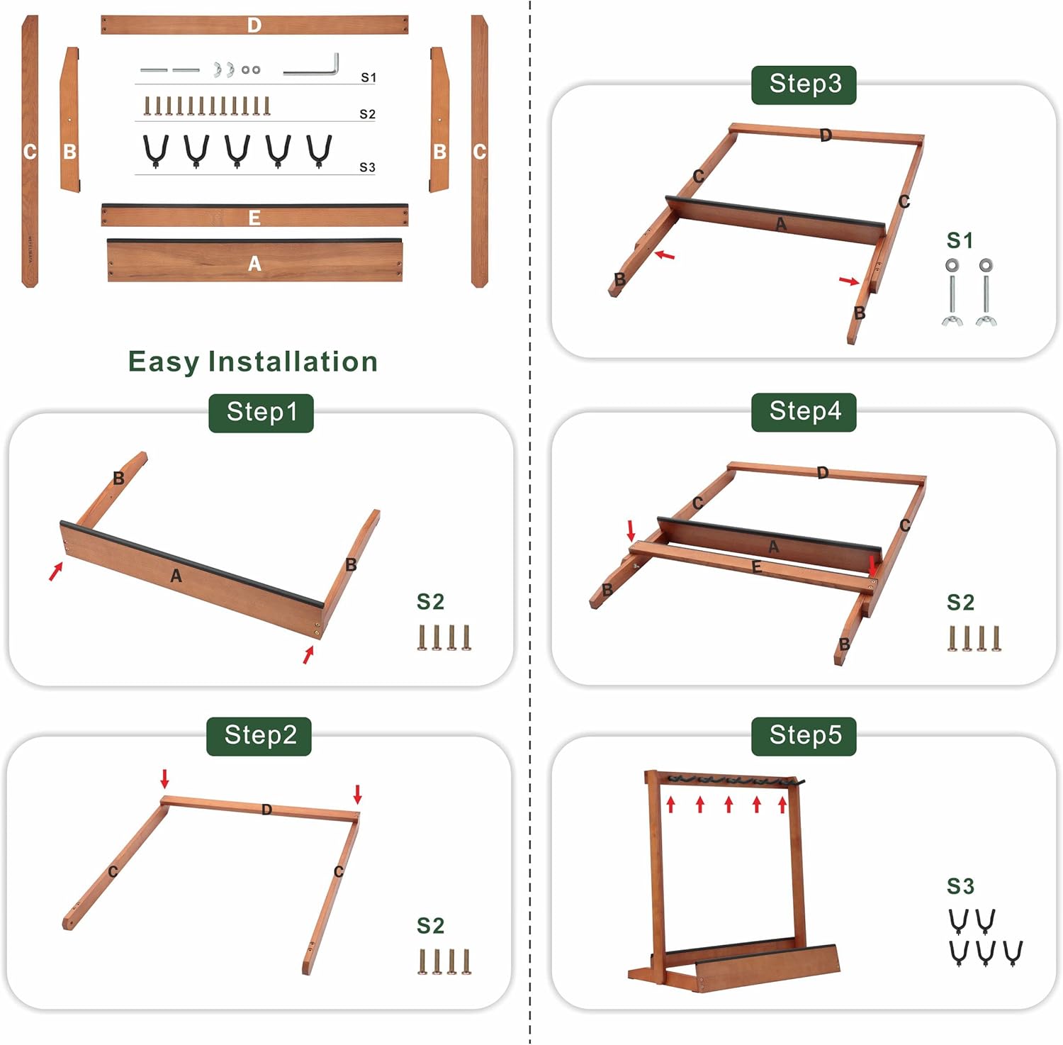 Nefelibata Multiple Guitar Stand 5 Holders Wooden Guitar Stands Floor Rack for Guitars and Case,Electric,Acoustic Guitar, Bass, Cello-German Ash wood