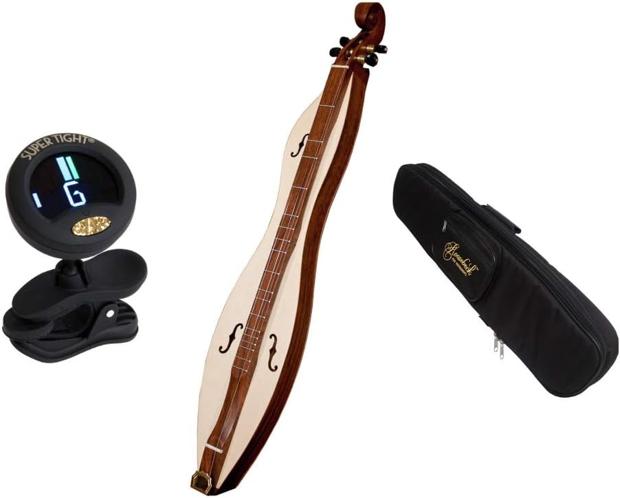 Mountain Dulcimer Package Includes: Roosebeck Mountain Dulcimer 4-String Cutaway - F-Holes + Roosebeck Universal Padded Mountain Dulcimer Gig Bag Case & Snark Clip-On Chromatic Tuner