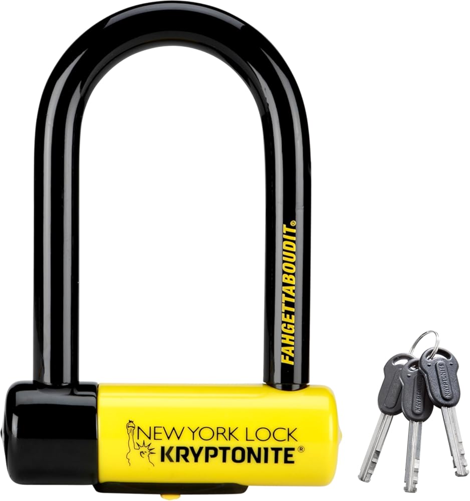 Kryptonite New York Fahgettaboutit Mini Bike U-Lock, Heavy Duty Anti-Theft Bicycle U Lock, 18mm Shackle with Keys, Ultimate Security Lock for Bicycles E-Bikes Scooters