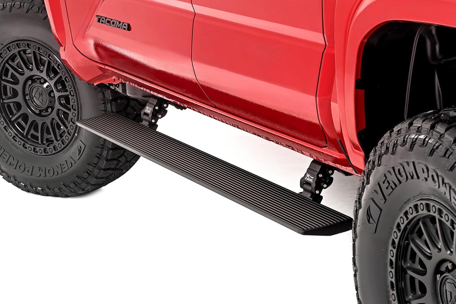 Rough Country Power Running Boards for Toyota Tacoma (2024-2025) Double Cab - Dual-Motor Electric Retractable Side Steps with LED Truck Step Lights