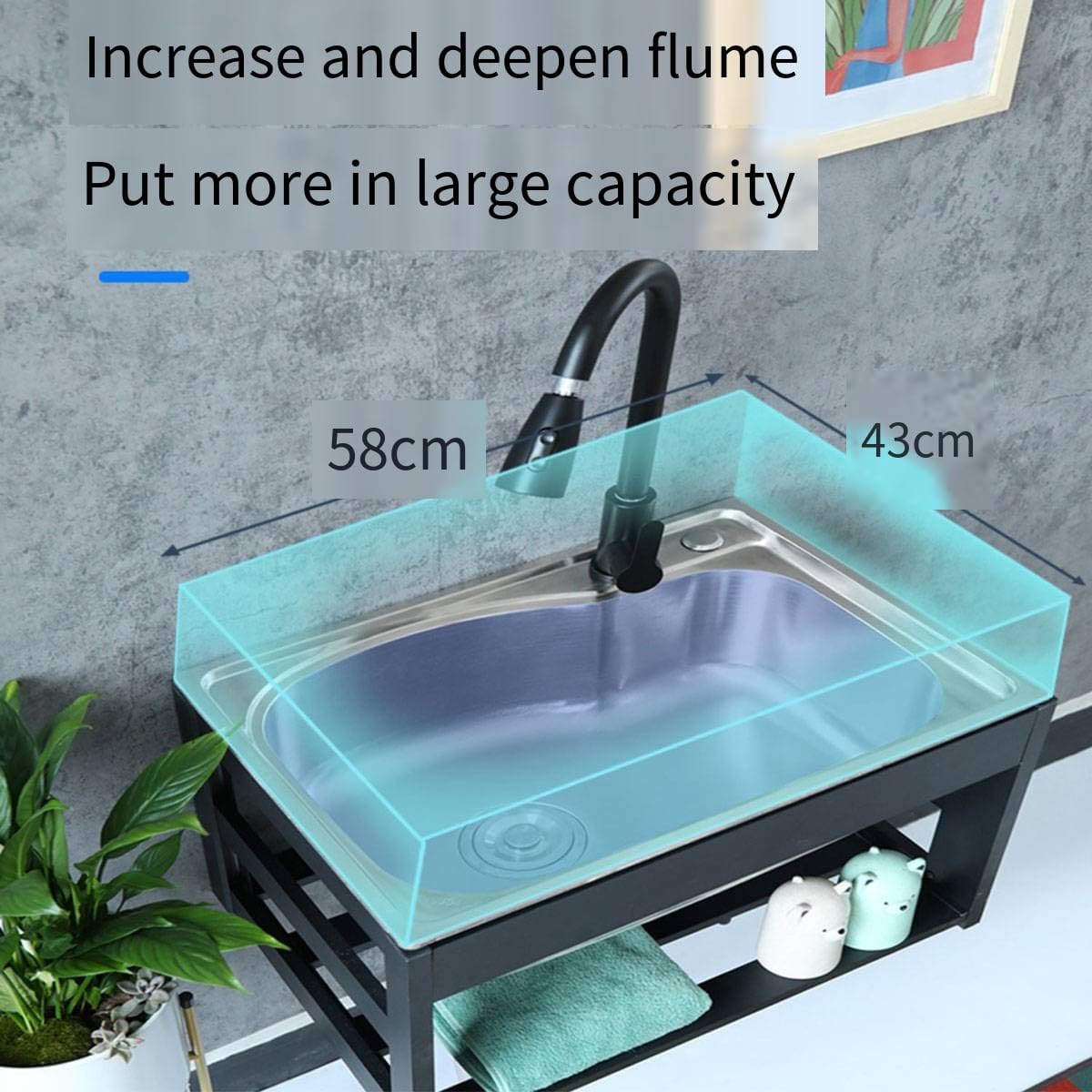 Wall Mount Kitchen Stainless Steel Sinks,Equipped with hot and cold faucets,Corner Wall Mount Bathroom Sink,Laundry Room Patio Outside Kitchen Garden Shop Emergency Sink (Cold/hot faucet)