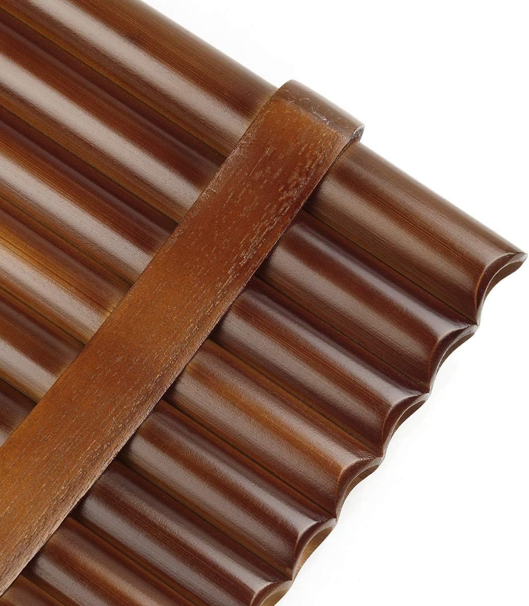 18 Pipes Pan Flute F Key Chinese Traditional Musical Instrument Brown Panpipe (18 right hand)