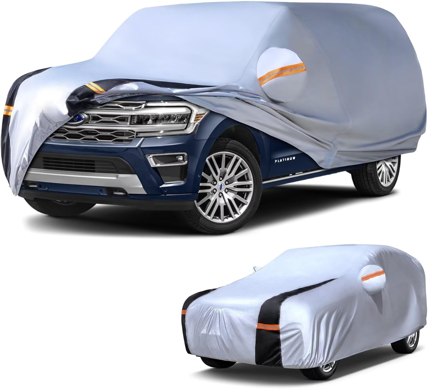 Large SUV Car Cover for Ford Expedition MAX 100% Waterproof All Weather, Heavy Duty Outdoor Full Exterior Covers Rain Sun Wind UV Hail Protection.