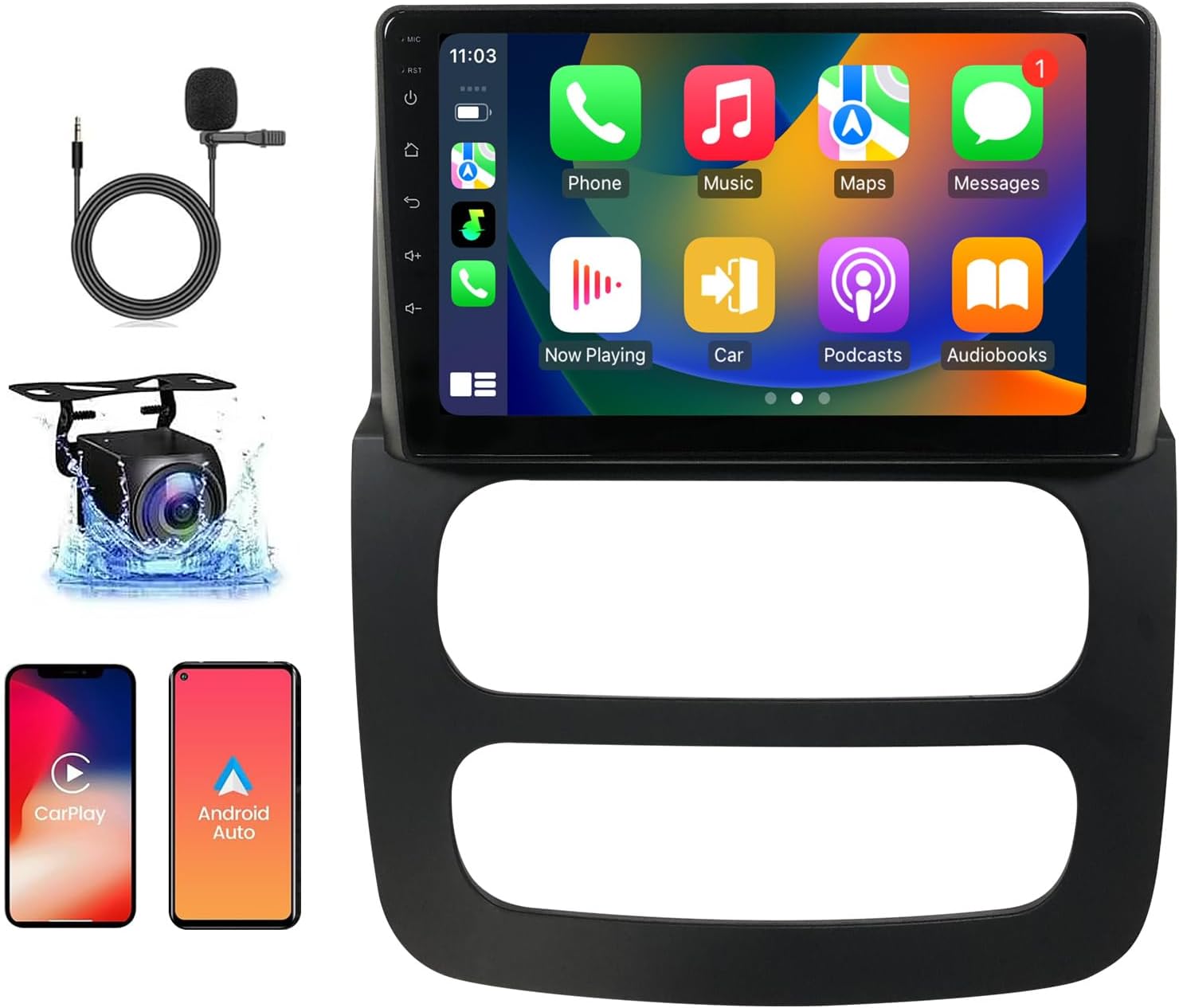 Car Radio for Dodge RAM 1500 2500 3500 2002 2003 2004 2005 Apple Carplay Android Auto 9'' IPS Touch Screen Car Stereo with Bluetooth WiFi DSP GPS Navigation Backup Camera FM/RDS