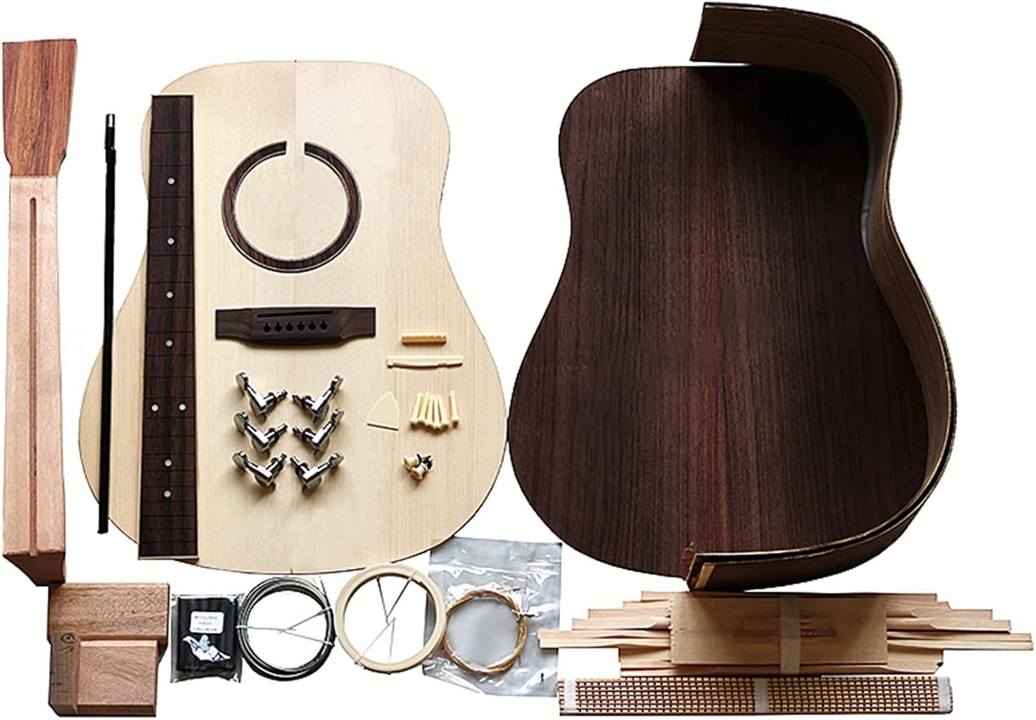 Folk Guitar Face Single Material 2A Spruce Face Single Rosewood Bottom Side Guitar Full Set of Accessories Material Combination DIY Guitar Kit