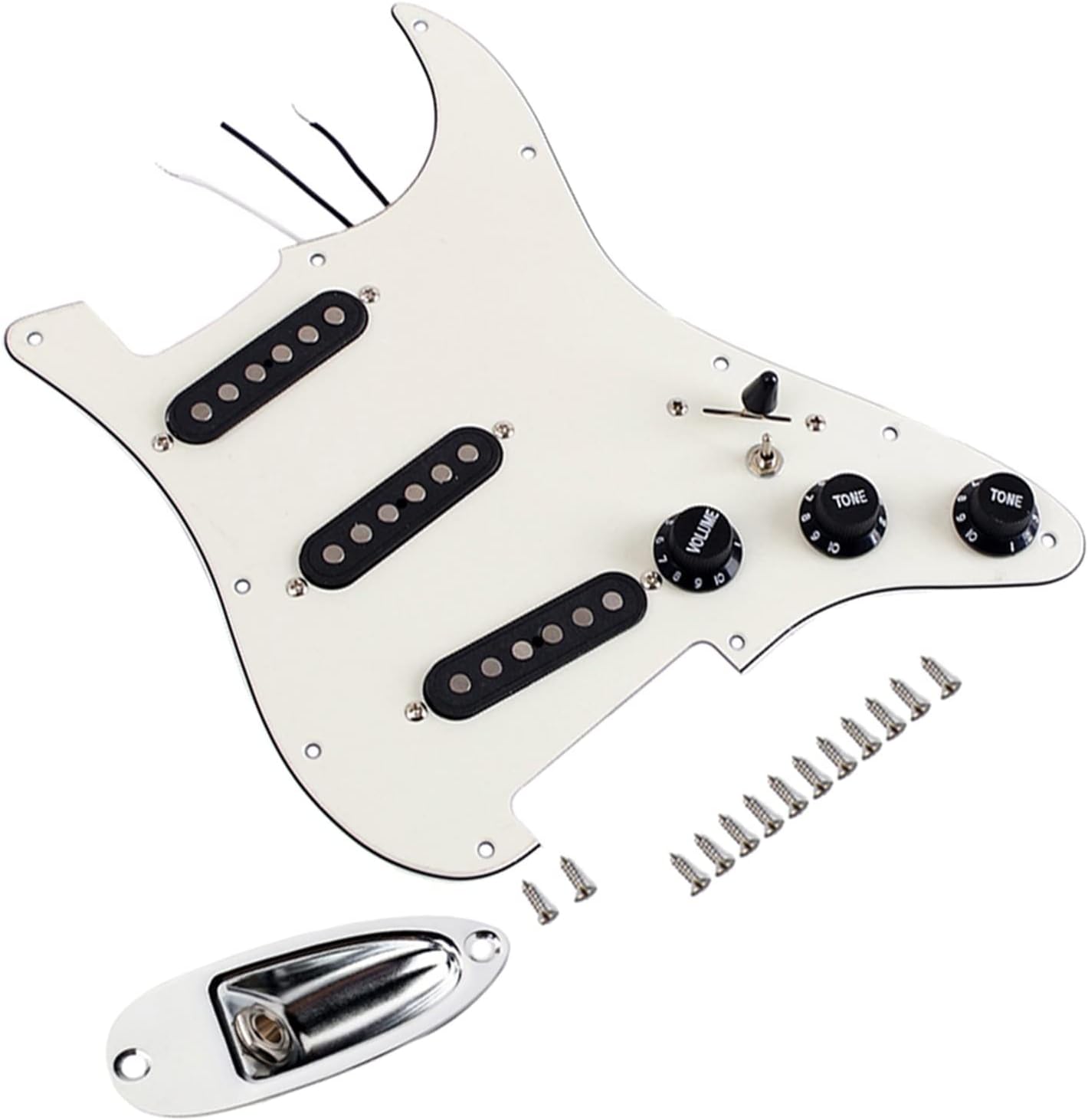 KESHUO Single Coil Electric Guitar Pickguard Pickups Loaded Prewired 11 Hole SSS Pickups Set Guitar Parts Loaded Pickguard Pre-Wired