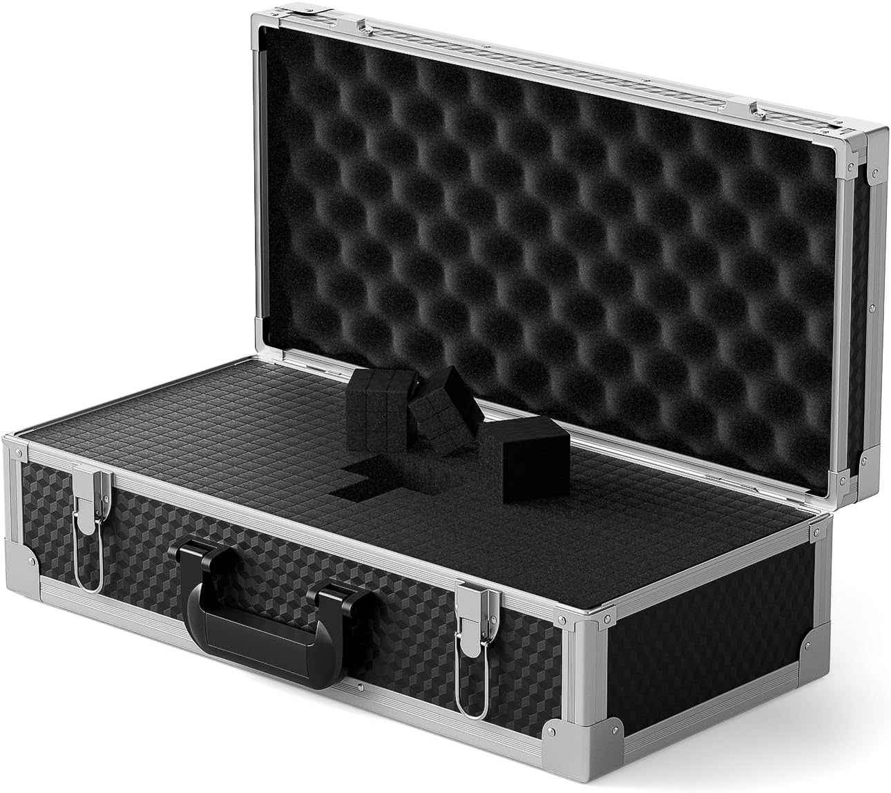 Phenyx Pro Aluminum Alloy Frame Carrying Case with Three-layer Pre-Diced Pick and Pluck Foam, Ideal 8-Channel Wireless Mic Systems Transportation (Size Extra Large 20.4 x 10.2 x 7.9 In)