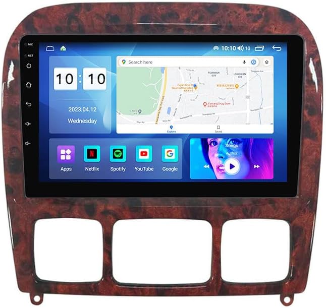 Android Car Stereo for Benz S Class 1998-2005,9 inch IPS Touchscreen with Upgrade Wireless CarPlay & Android Auto,WiFi/GPS,Support SWC and Subwoofer,8-Core 8G+256G