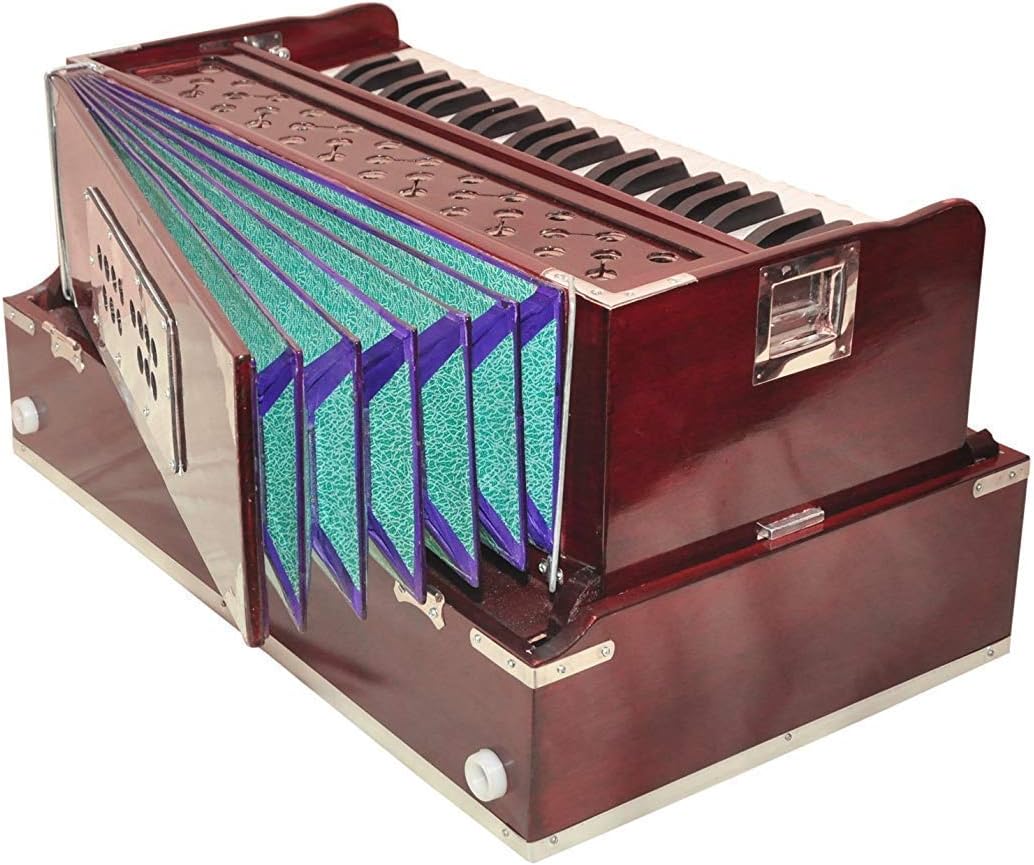 Harmonium 9 Stopper(Portable), Chudidaar 7 Bellow, 42 Key, Two Reed(Bass-Male), 3 1/2 Octave,Coupler, Harmonium With Cover (Mahogany Color)