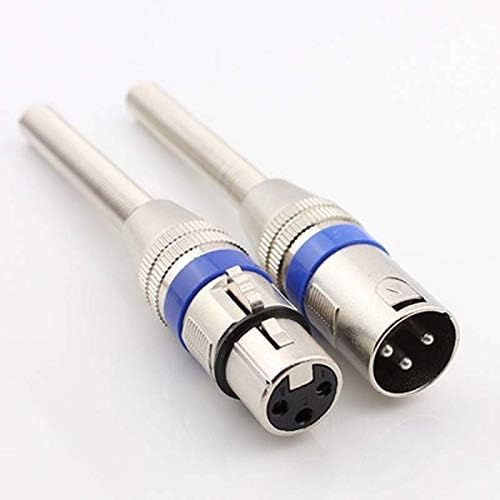 Davitu Electrical Equipments Supplies - 30pcs XLR Audio Cable Connector 3pin KTV Microphone Plug Blue Circle Long Tail Male and Female With Long Spring - (Color: Female)