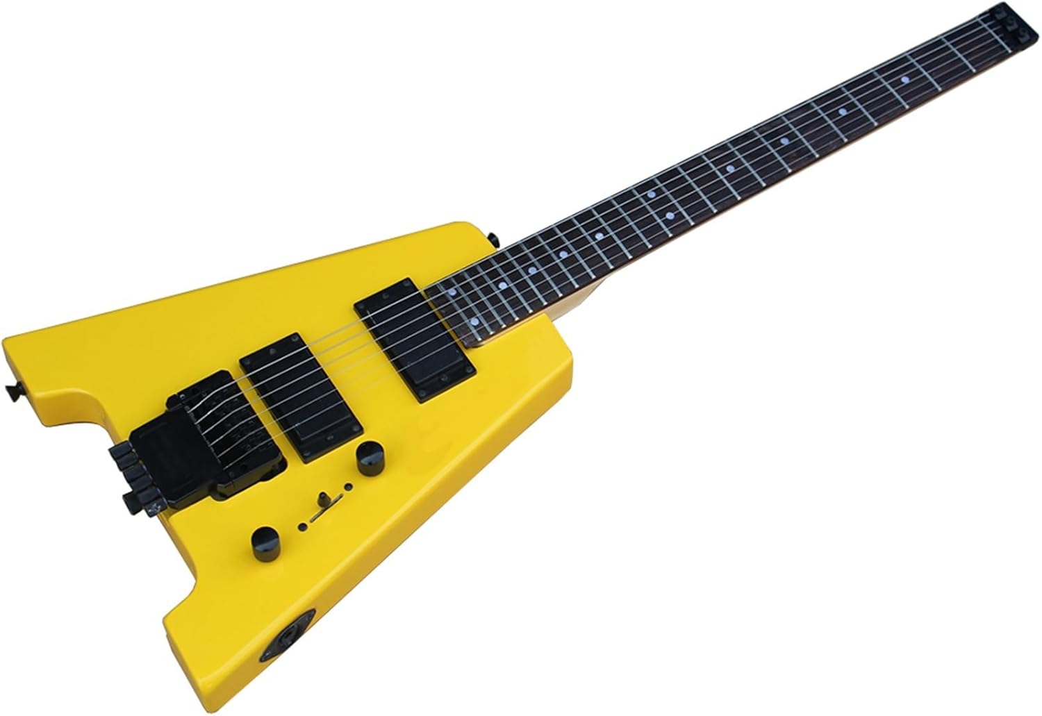 VENEKA Headless Electric Guitar Yellow 39 Inches Headless Electric Guitar with HH Pickup Rosewood Fretboard 24 Frets