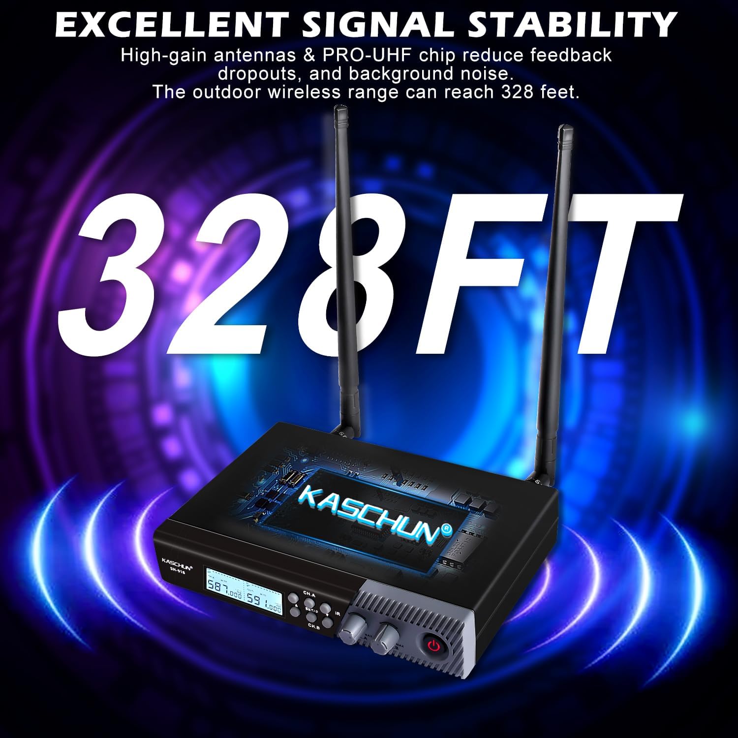 Wireless Microphone System,Cordless Handheld Microfono Inalambrico,328FT UHF Wireless Mics,Auto Scan Feature, Mics with Stable Signal Transmission, Suitable Singing Church DJ Karaoke Wedding