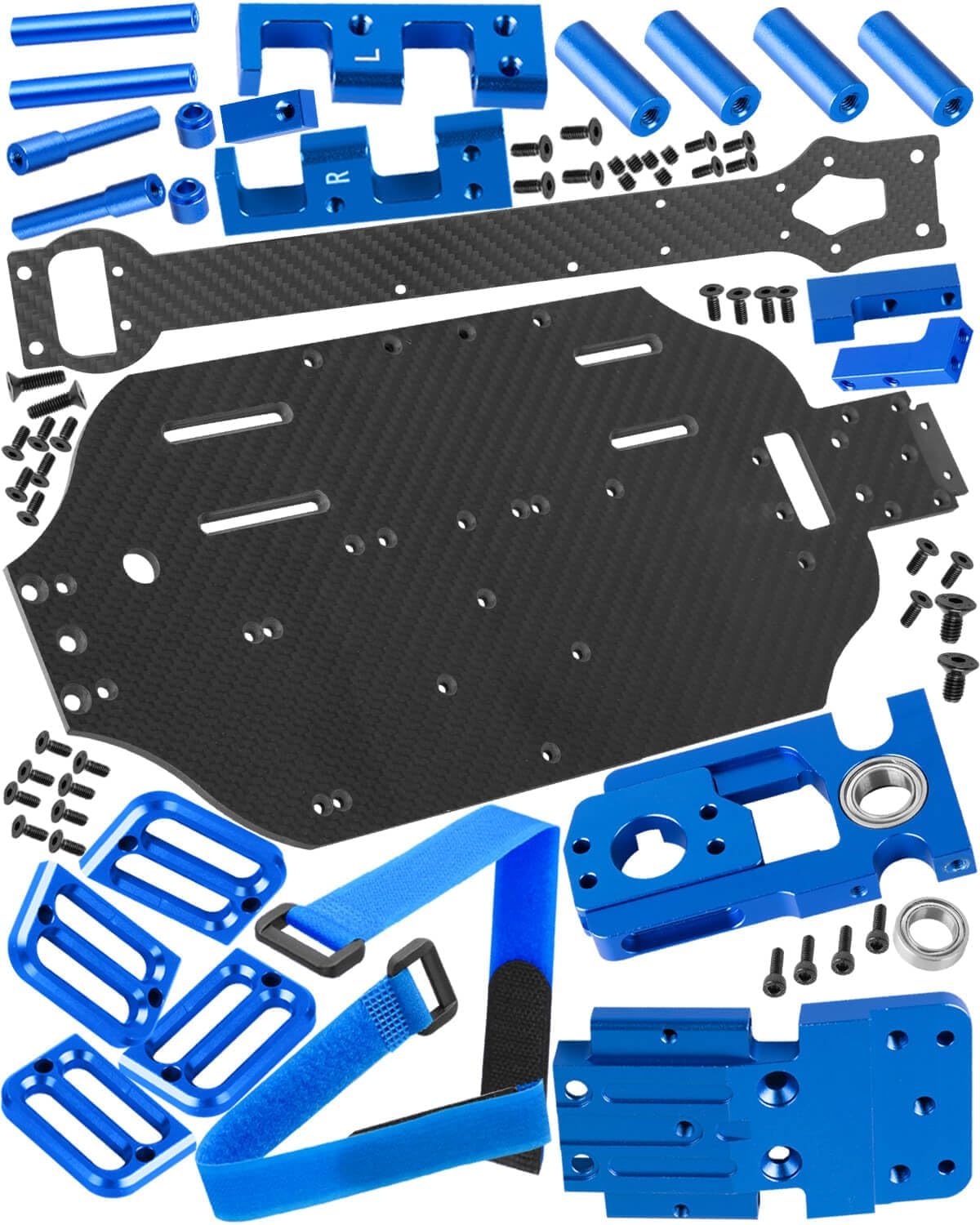 Upgrades Parts Carbon Chassis Armor Skid Plate for 1/10 Slash 4WD 4X4 VXL (TRA6808).RC Carbon Fibre Chassis Protect Armor Skid Plate Guard Hops Up,Navy Blue