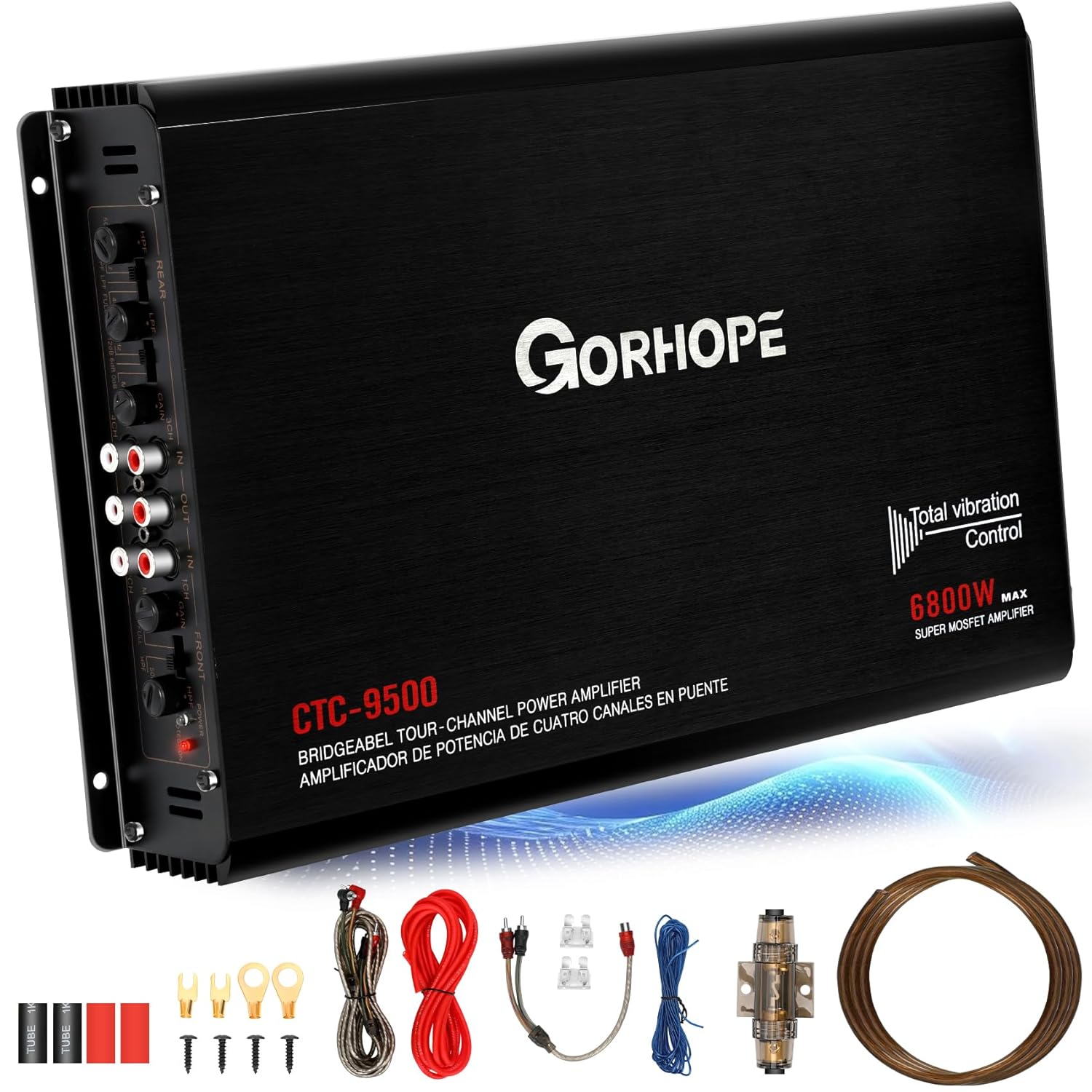 2026 Gorhope Car Amplifier,4-Channel High Power Car Amplifier,4-Channel AB Class Audio Amp,4x170W RMS 2 Ohm & Bridgeable to 2x340W, Low Distortion for Studio-Quality Sound in Your Car