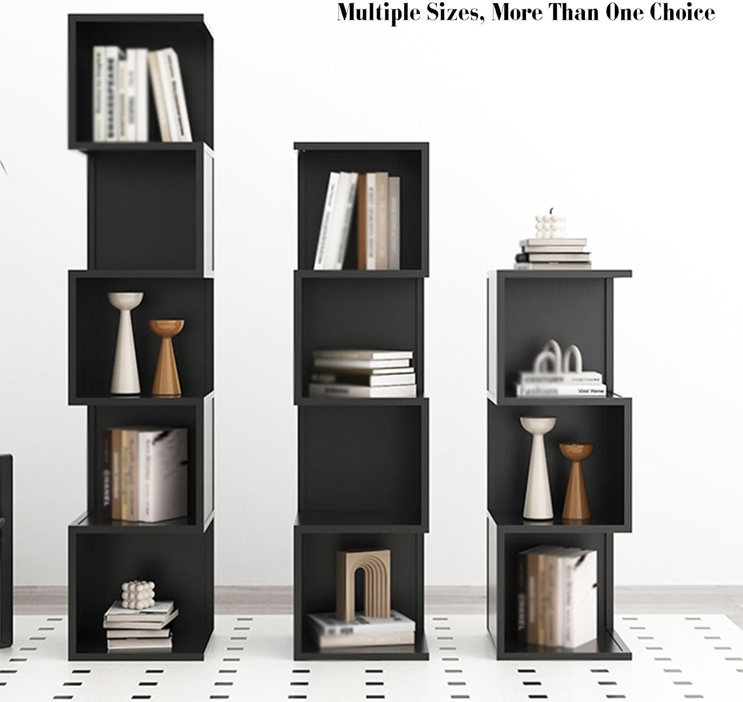Corner Bookshelf,2-4 Floors Open Shelf Bookcase,Iron Corner Shelf,for Living Room,Bedroom,Convenient for Storing Books and Small Items(White,13.77x13.77x39.76in) (Black 13.77x13.77x52.75in)