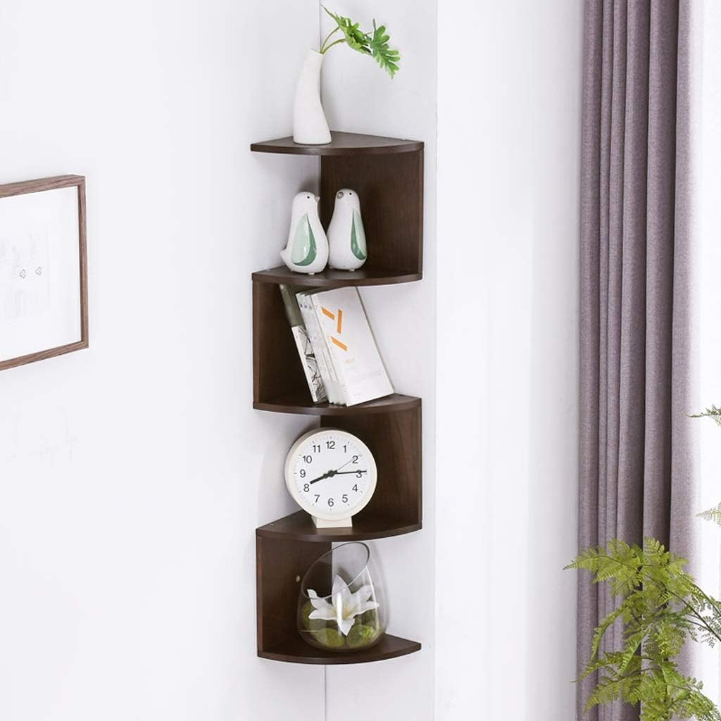 Bookcases European Simple Corner Bookcase Living Room Bedroom Wall Hanging Storage Rack Can Store Books/Photo Frames/Decorative Supplies Bookcase Shelf (Color : Natural, Size : S) (Brown Small)