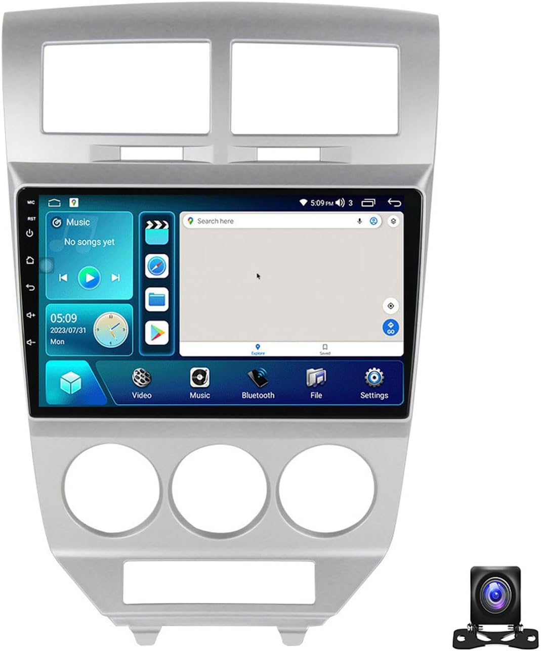 Double Din Car Stereo Bluetooth MP5 Player with Carplay/Auto, 9 Inch Touchscreen Radio Receiver with AHD Backup Camera, for Dodge Caliber 2007~2014 Support 4G/SWC/DSP,4 core m100s 1g+32g