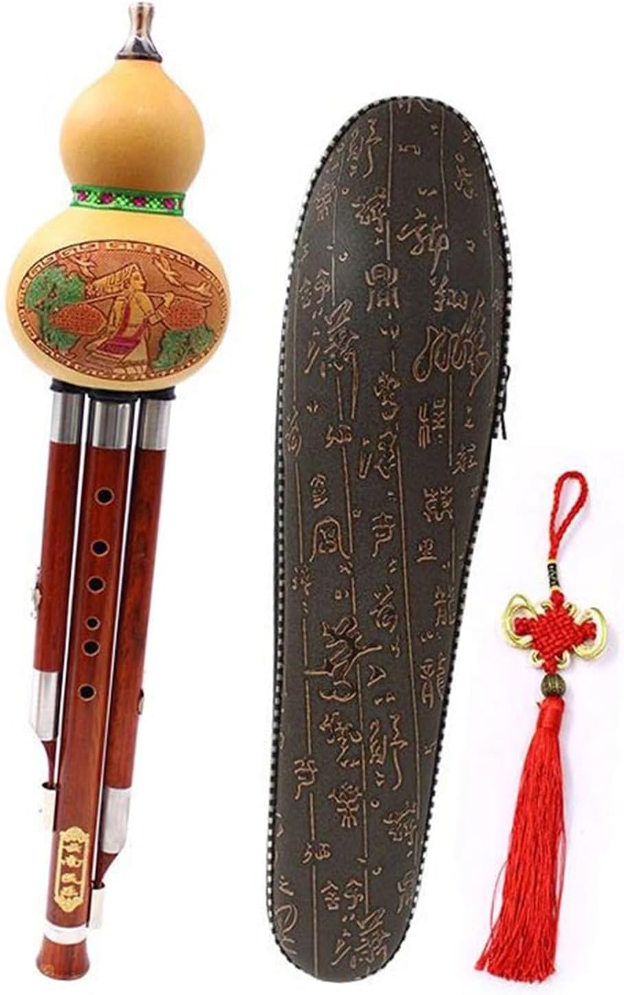 Hulusi Flute 3-tone C-tune Flute Woodwind Instrument B-tune Hulusi Traditional Chinese Musical Instrument With Special Box(Rosewood,B)