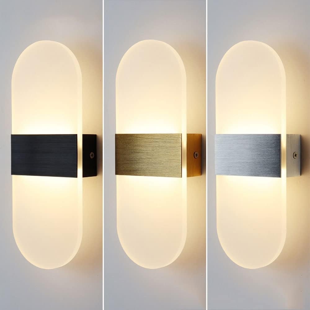Modern Acrylic Brushed Aluminum Finish Wall Lamps, Corners Wall Light Home Decor Wall Sconce for Living Room Bedroom Hallway Mirror Lámpara de Pared (Color : Gold, Size : Warm Light)
