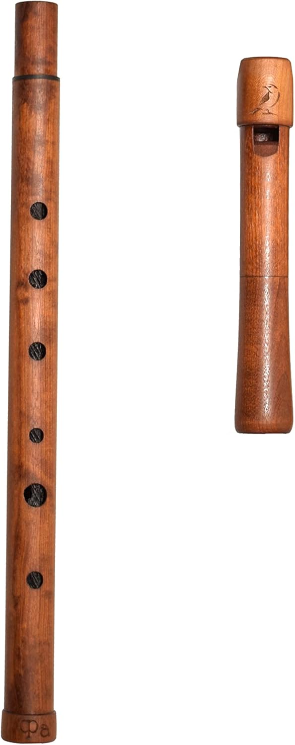 Wooden Whistle Key of F PFC-01 Great Sound Hand Carved Alto Version of the Ethnic Fipple Flute - Svirel Folk Wind Music Instrument Stabilized Wood Woodwind Handmade Brown