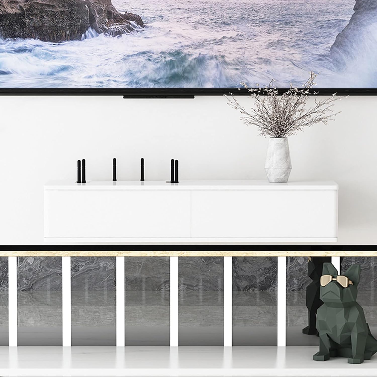 Wall Shelf Floating Shelf Wall mounted TV Cabinet Set-top box Router Shelf TV Stand TV Media Console TV Bracket TV Wall Unit Decor Gaming Shelf Home Entertainment Center Wall Mount Corner Shelves