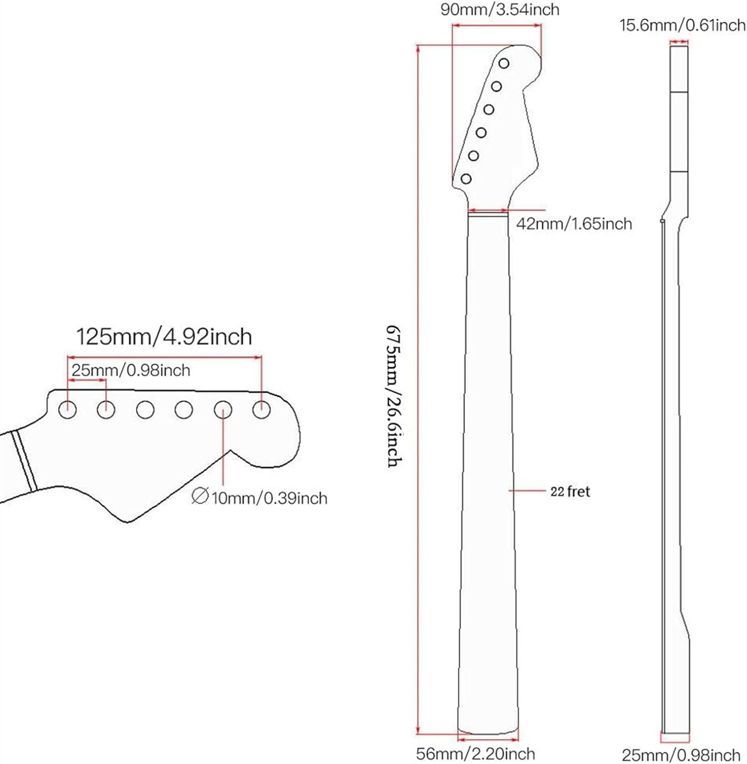 22 Fret Electric Guitar Neck Maple Neck with Rosewood Fingerboard for ST Electric Guitar Electric Guitar Neck