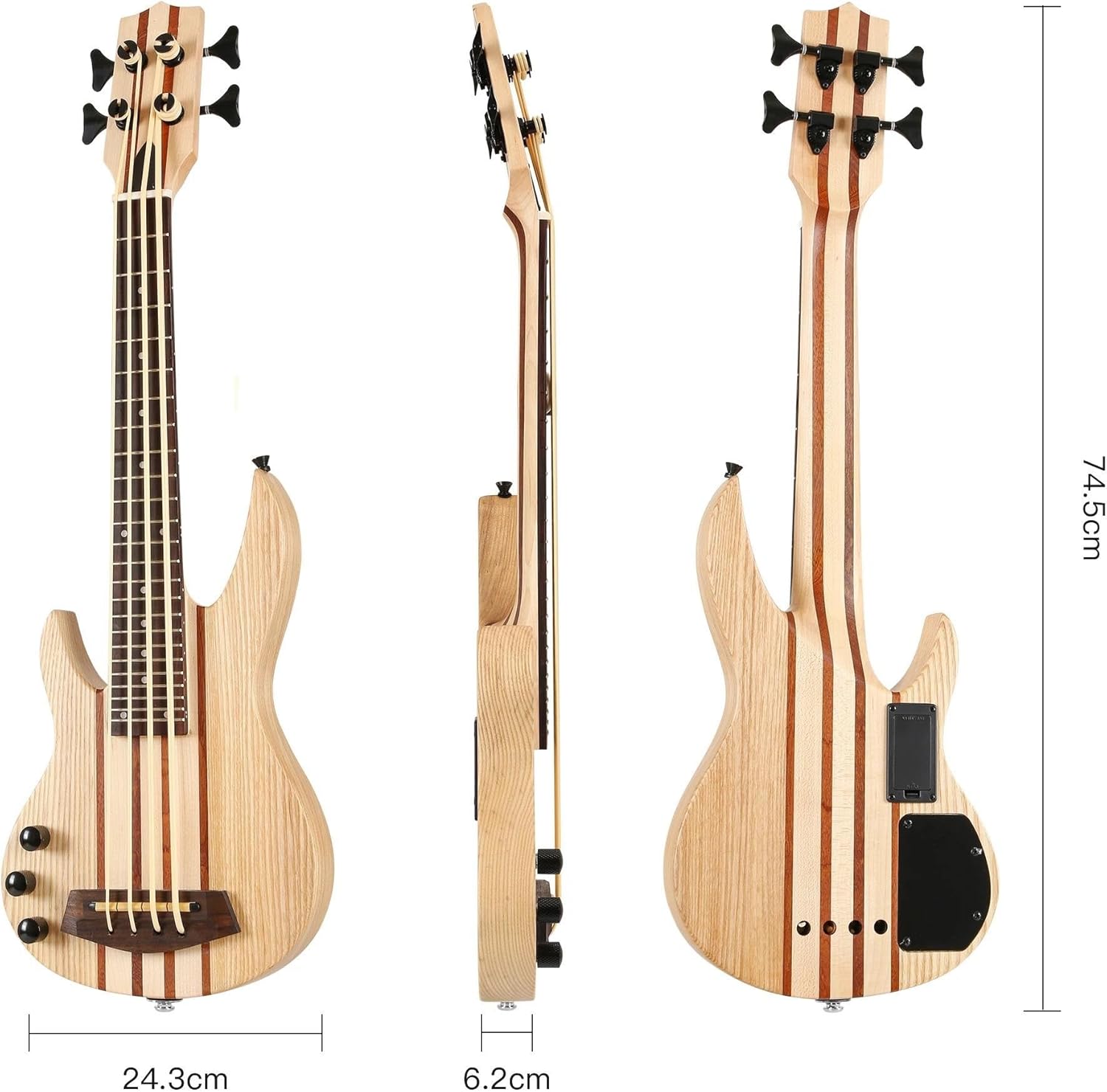 Adult Ukulele 30 Inch Electric Ukulele Bass With Strings And Guitar Bag Ash Wood Ukulele Bass(Left hand)