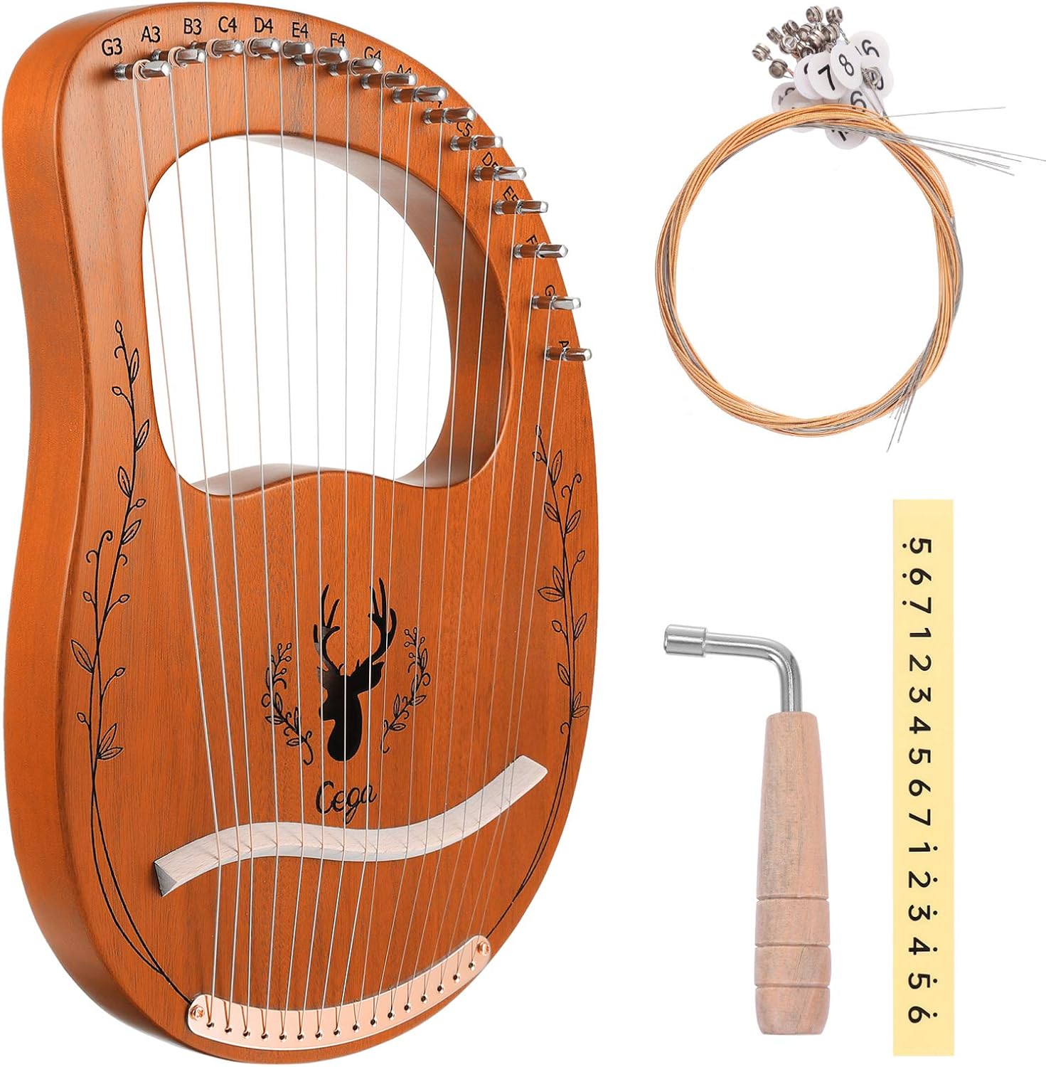 EXCEART 1set String Wooden Harp Portable Lyre Instrument for Beginners Solid Strings for Relaxation and Music Practice