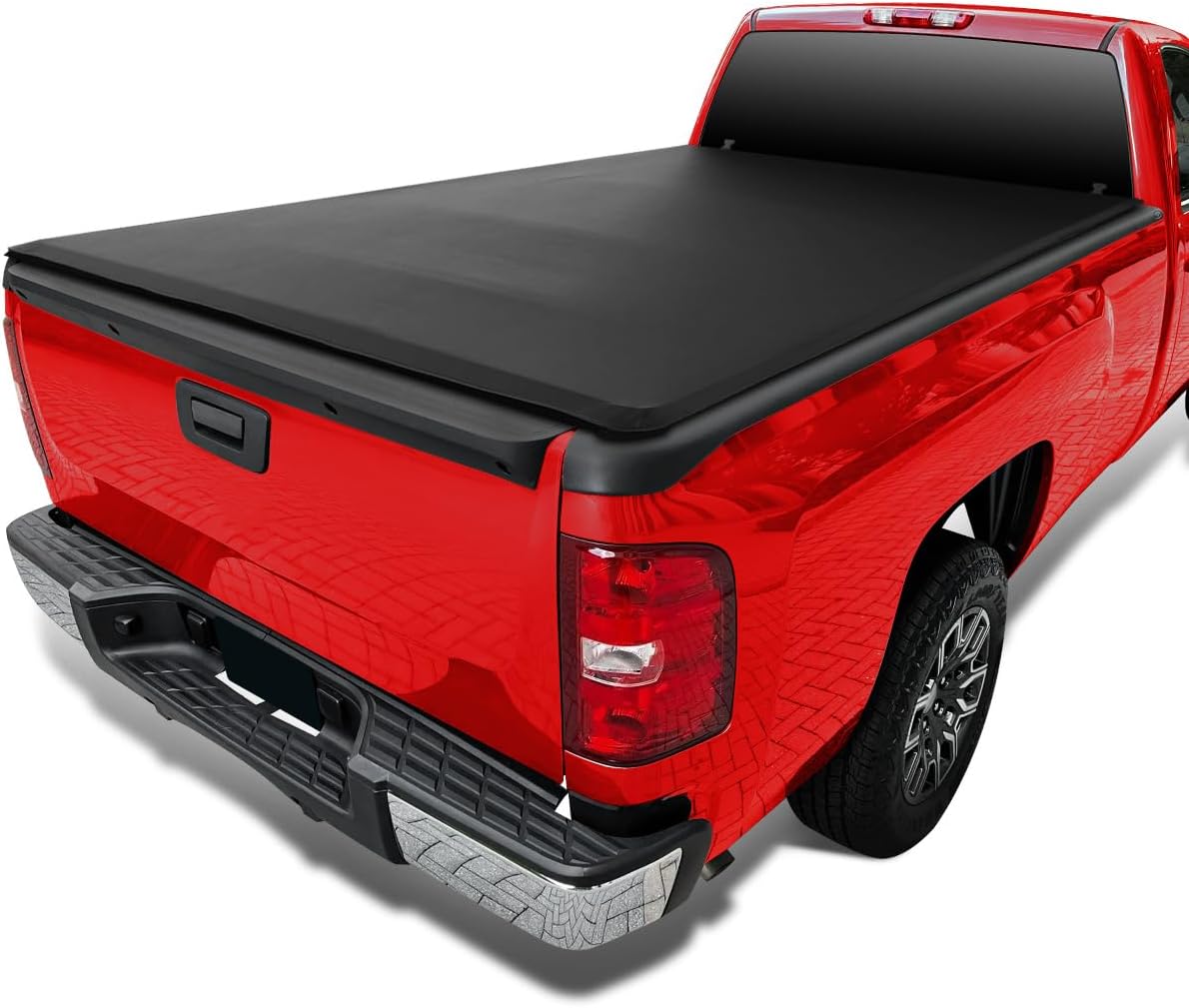 Spec-D Tuning Soft Quad Fold Tonneau Cover Compatible with 2007-2013 Chevy Silverado/GMC Sierra 1500, 2007-2014 Chevy Silverado/GMC Sierra 2500 HD / 3500 HD 78