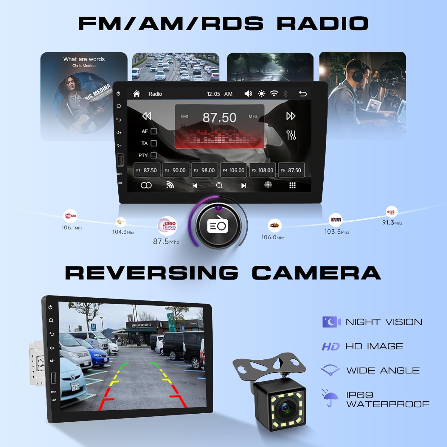 Hodozzy Single Din Car Stereo with 9 Inch IPS Touch Screen, Wireless CarPlay & Android Auto, Bluetooth, FM/AM/RDS Radio, Online Video, Mirror Link,EQ,SWC,USB,Backup Camera & RGB Button Lights