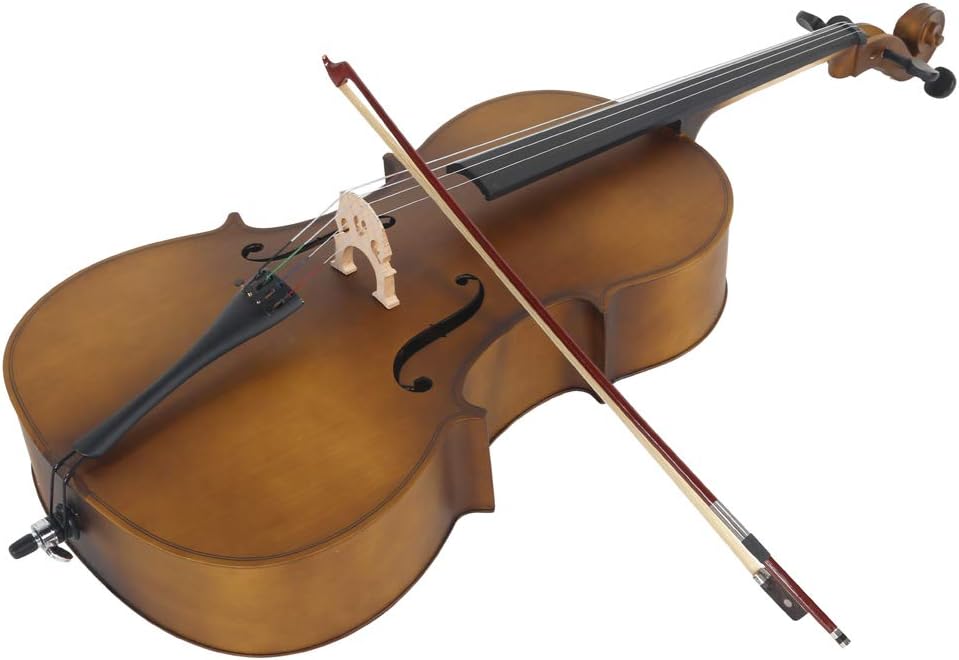 Full-Size Cello, Beginner Cello 4/4, Acoustic Cello Kit with Portable Bag, Bow,Rosin, Adults & Kids String Musical Instruments (Brown 2)