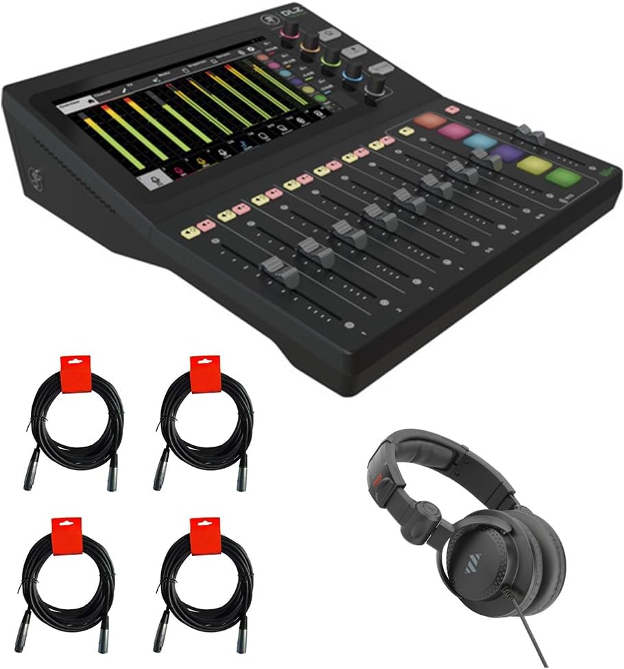 Mackie DLZ Creator Adaptive Digital Mixer with Mix Agent Technology Bundle with Polsen HPC-A30-MK2 Closed-Back Studio Monitor Headphones and 4x XLR-XLR cable