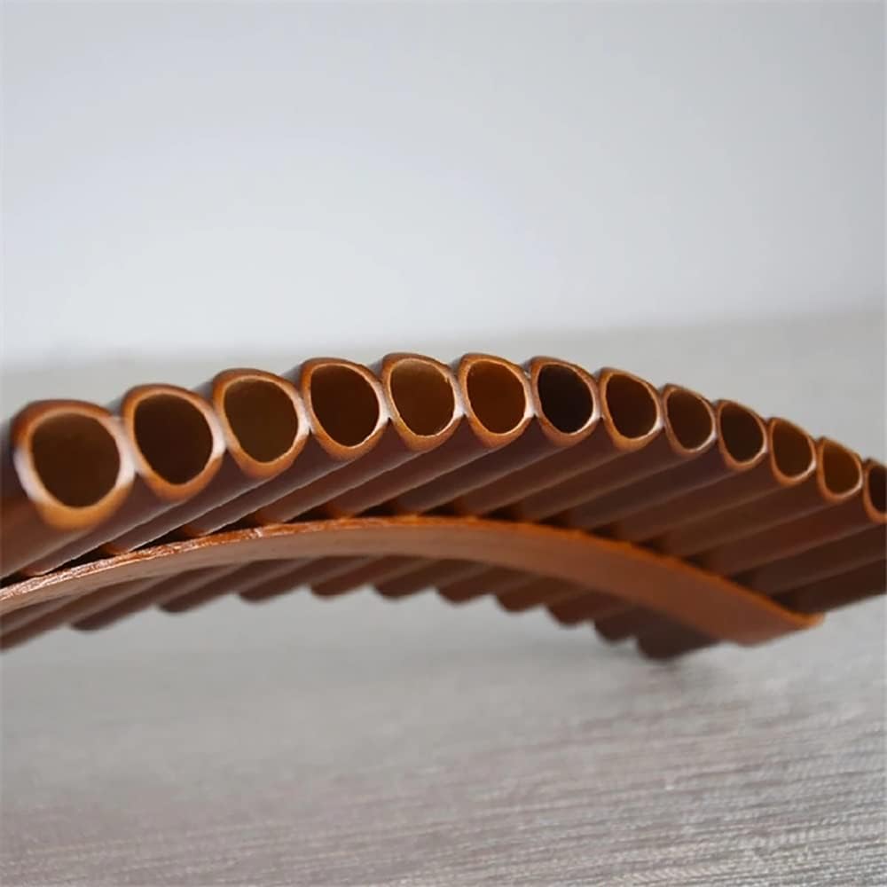 15 Pipes Brown Pan Flute with Bag, Chinese Traditional Musical Instrument Pan Pipes, Woodwind Instrument, for Beginners Learning Teaching (Size : G Key)