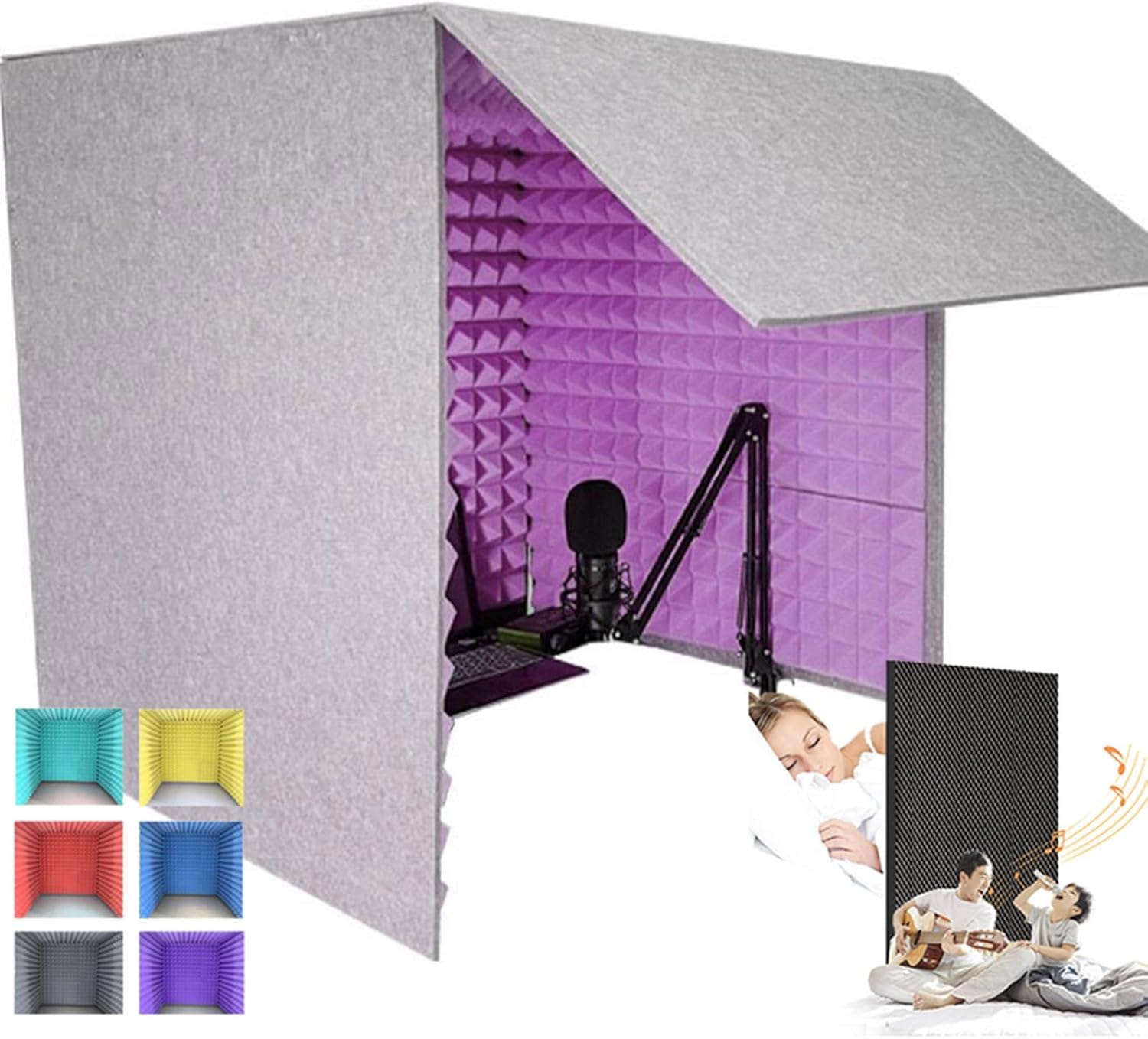 Sound Proof Box Sound Isolation Room for Home Studio, Microphone Isolation Booth Box, Portable Desktop Soundproof Cover, Studio Equipment (Red)