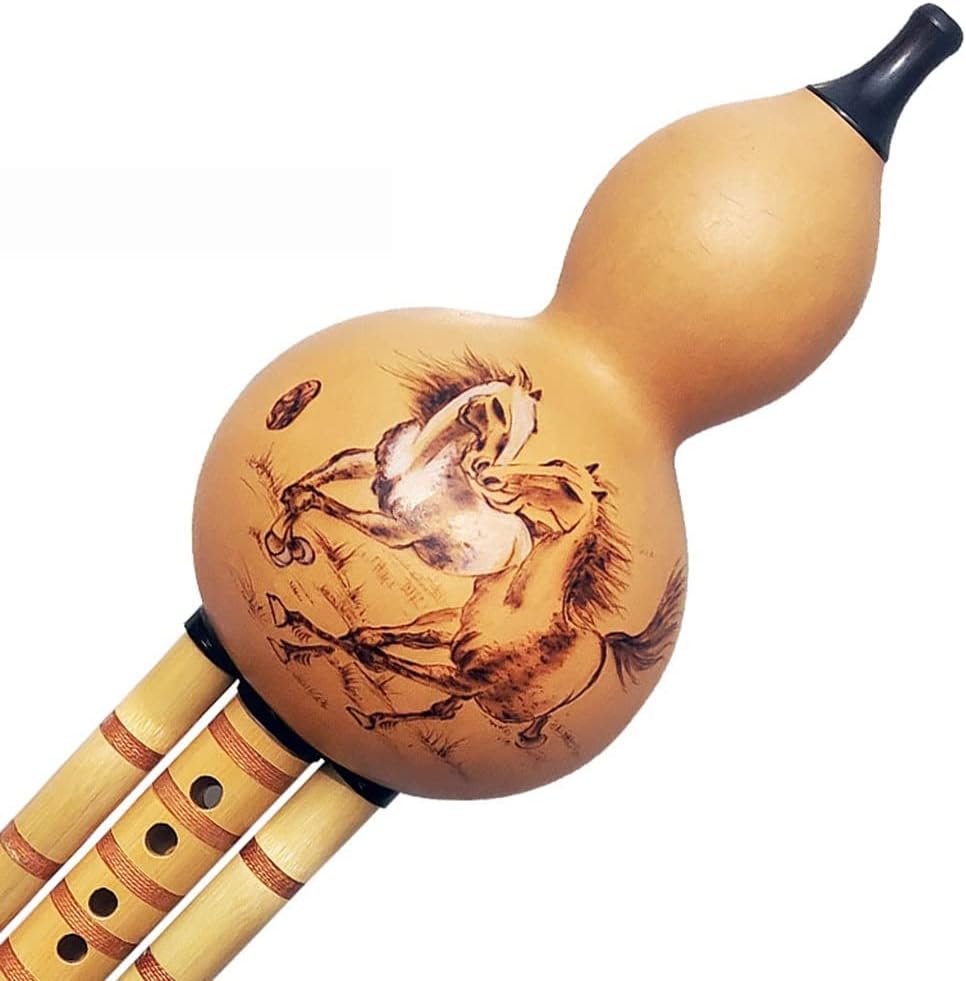 Flutes Musical Instruments Nine-Hole Cucurbit Musical Instrument Beginner Adult C-Level B-Level Golden Bamboo Hulusi Three-Pipe Musical Instrument Soft Sound, Performance Recording Gifts