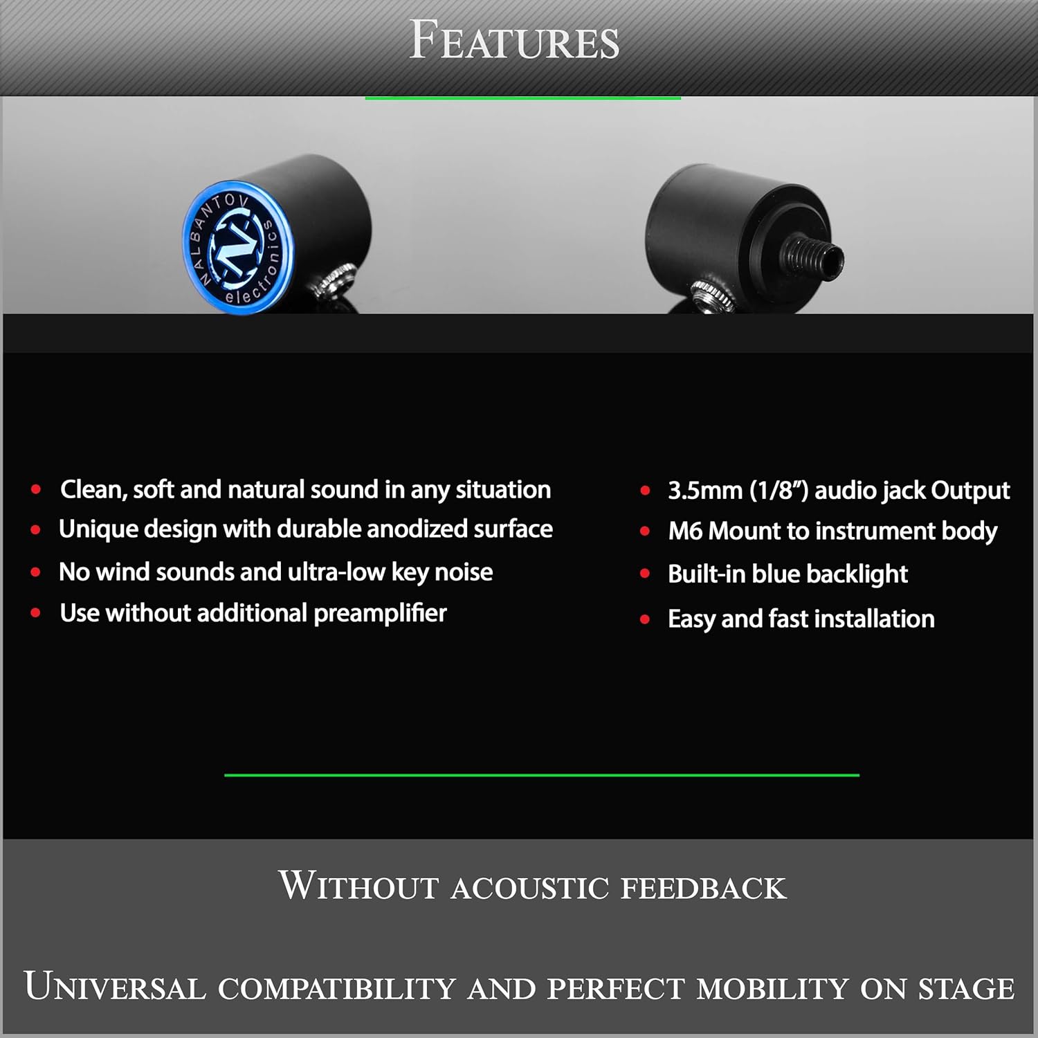 Alto Saxophone Microphone Nalbantov NCM 622 SA Set - Pickup System, Cable, Neck