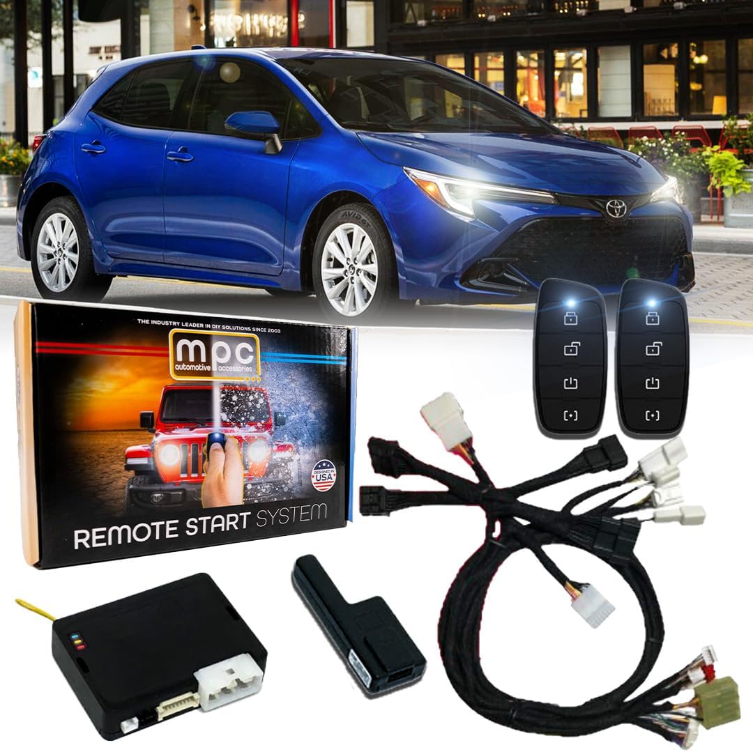 MPC Remote Starter Compatible with Toyota Corolla 2023-2025 Hybrid Push to Start | Plugin T-Harness - (2) Extended Range 4-Button 2-Way Remotes - Up to 3,000 ft - USA Tech Support