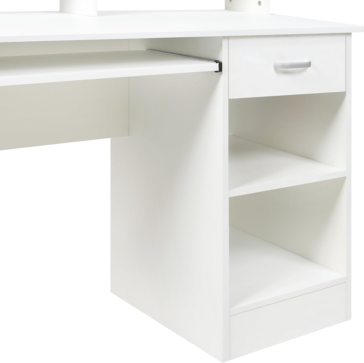 Best Choice Products Commercial Home Computer Laptop Work Station Desk Table w/Removable Shelf Divider, Open Back for Home, College, Office - White