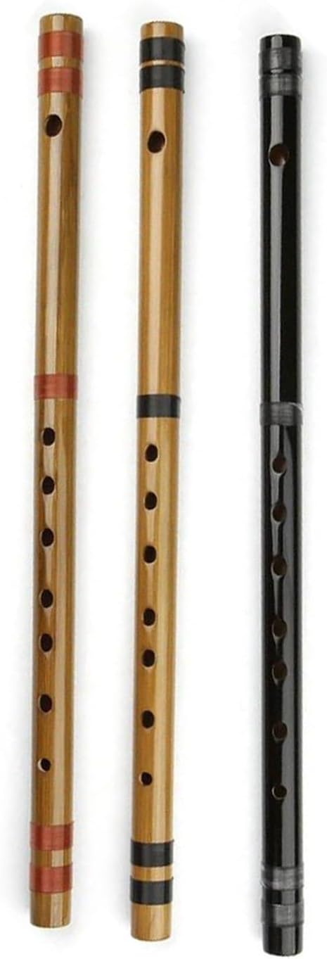 Handmade Woodwind Traditional Instrument Flute With String And Protective Bag(Black,8 Hon)
