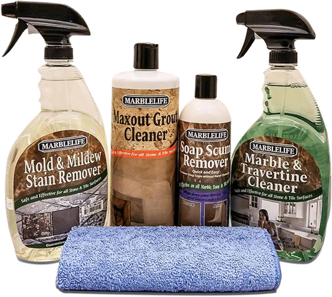 Marblelife Stone Shower Clean & Maintain Kit – (MTC-41150, MMSR-41190, SSR-41200, MAX-41300, MFT-55225)
