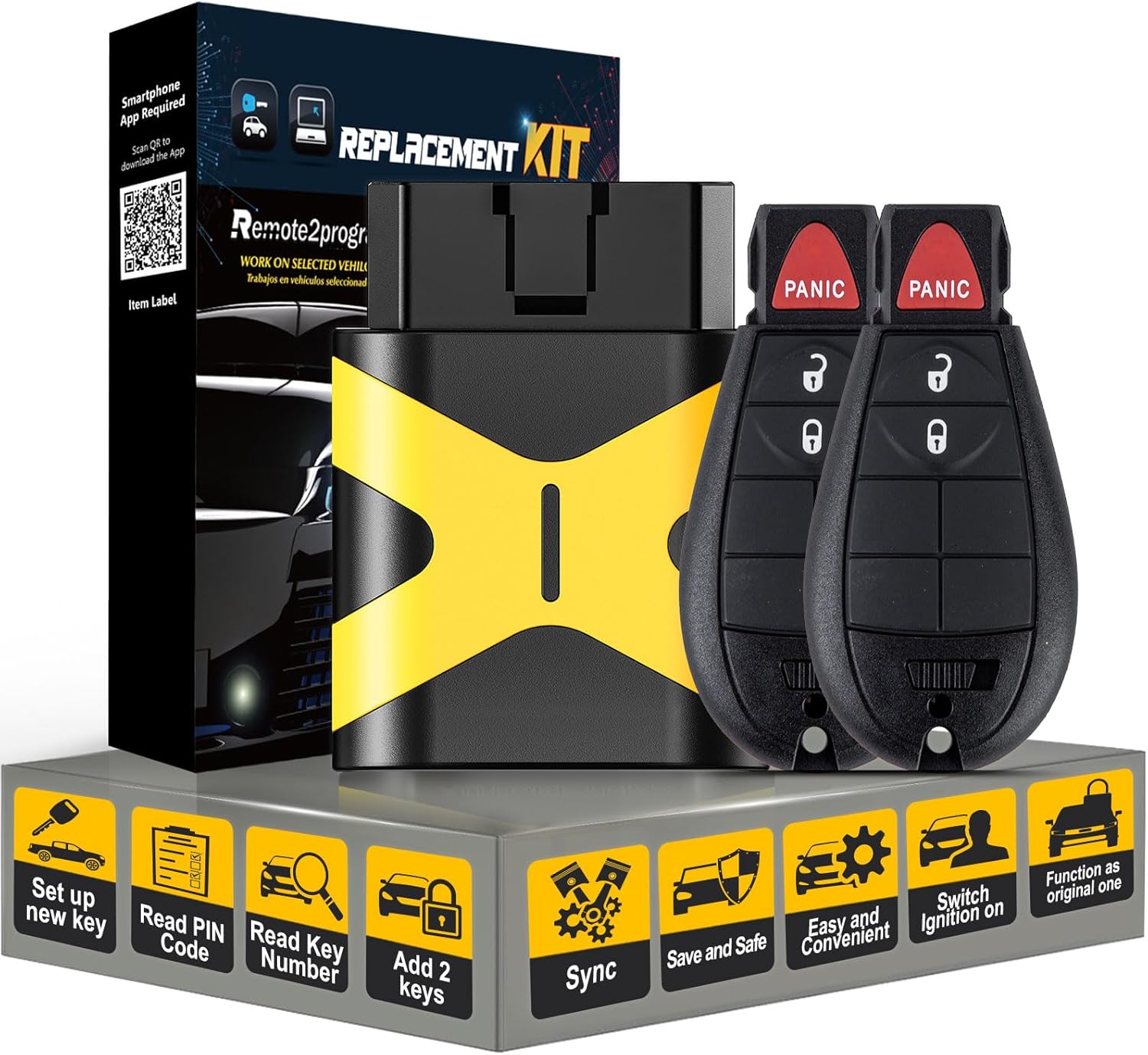 2pcs Keyless Entry Fobik Car Key Remote Control Compatible with 2008-2013 Grand Cherokee/Dodge Ram/2008-2018 Town and Country with FCC: IYZ-C01C or M3N5WY783X