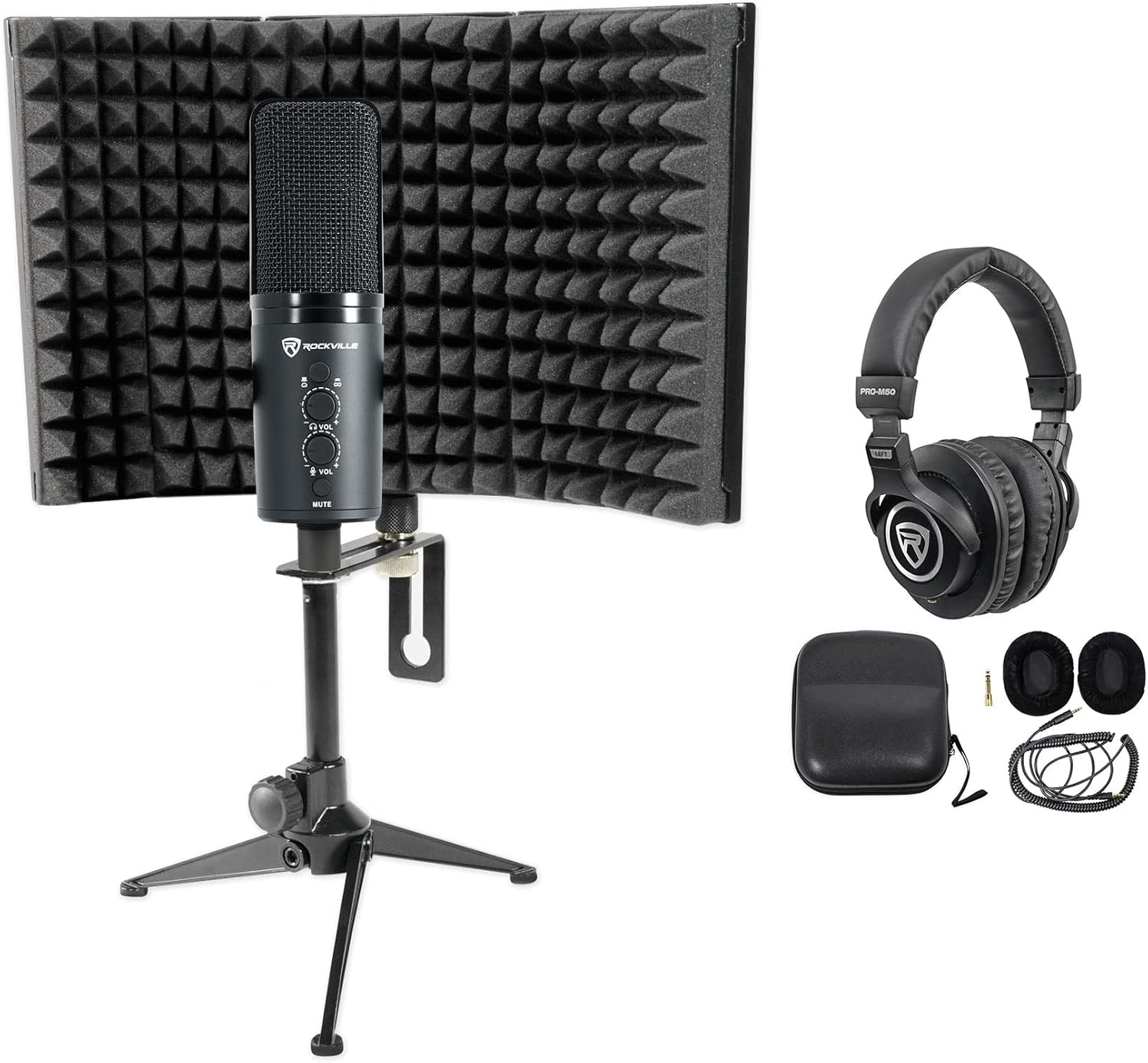 Rockville Rock-Stream PRO Gaming Recording Mic USB Microphone+Headphones+Shield