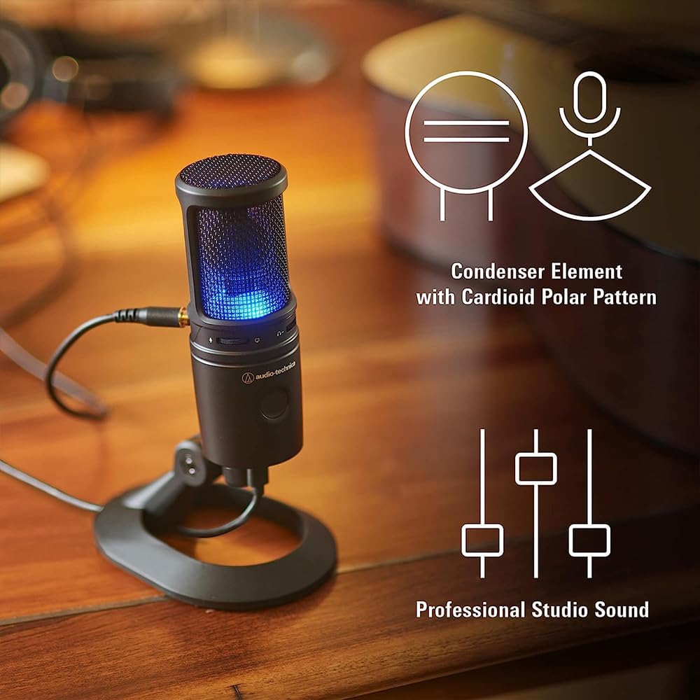 Audio-Technica AT2020USB-X Cardioid Condenser USB Microphone Bundle with Polsen HPC-A30-MK2 Monitor Headphones & Pop Filter