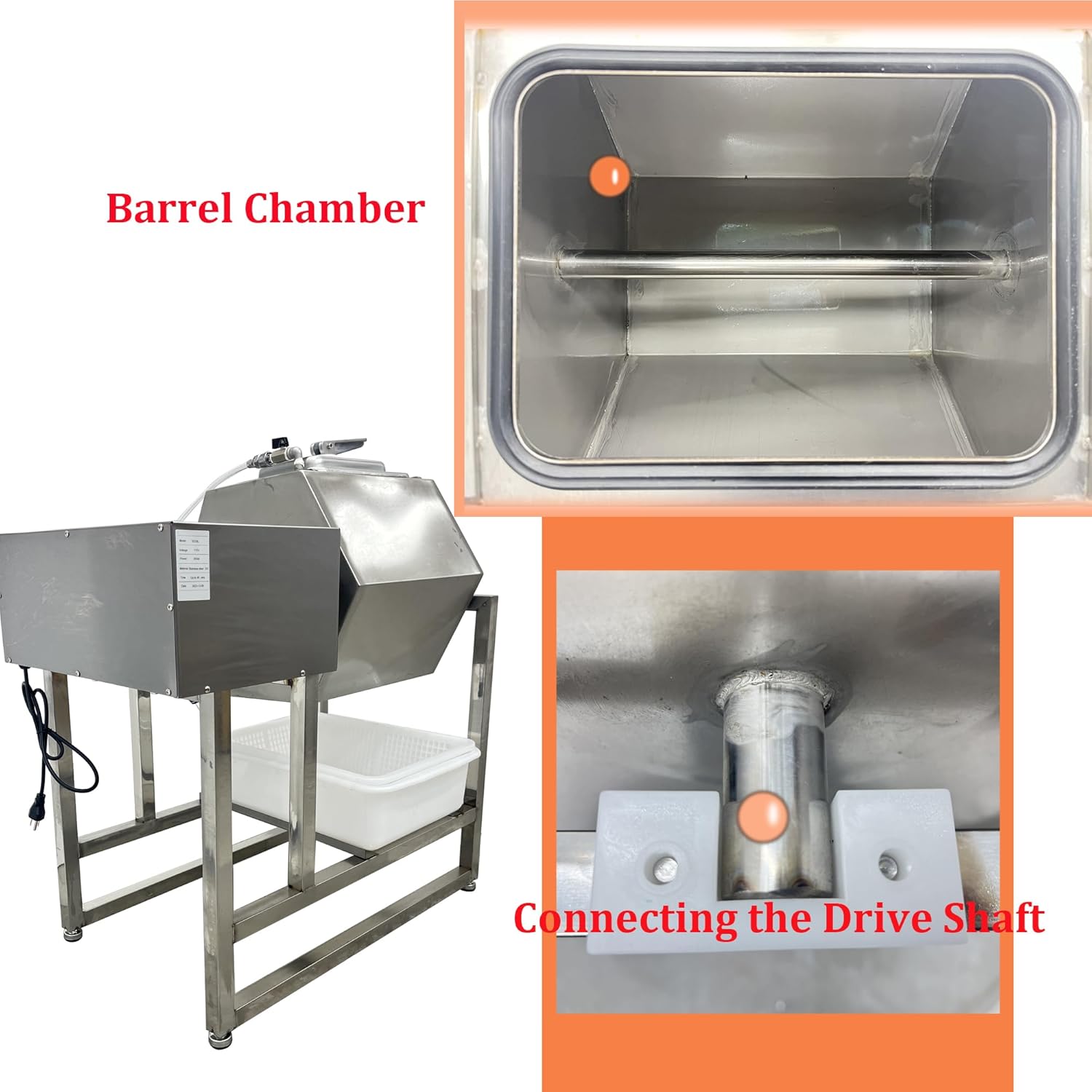 INTSUPERMAI 110V Meat & Vegetable Vacuum Tumbler Marinating Machine, 45L Vacuum Tumbler Marinator, 350W Food Vacuum Marinator, 0-99 Min Time Setting, Meat Tenderizer & Vacuum Marinator for Chef