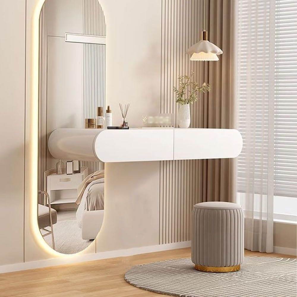 Floating Vanity Makeup Table with Drawers, Wall Mounted Makeup Vanity, Floating Desk, Space-Saving Corner Vanity Desk, Floating Dressing Table, Wall Vanity for Small Spaces,L