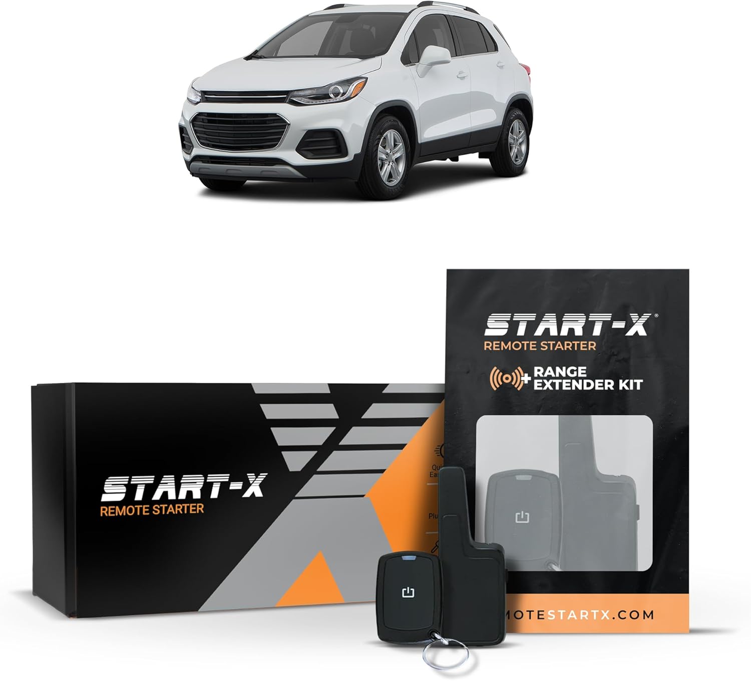 Start-X Remote Starter Kit + 2000ft 1 Way Range Extender for hevrolet Trax (2013, 2014, 2015, 2016, 2017, 2018, 2019, 2020, 2021, 2022) Vehicles with Key Ignition