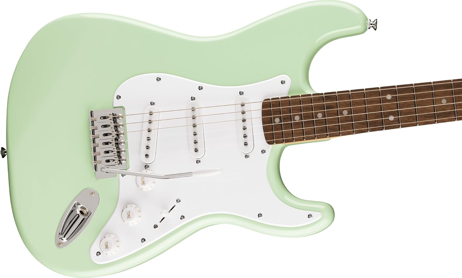 Fender Squier Sonic Stratocaster Pack - Surf Green Bundle with Frontman 10G Amp, Gig Bag, Instrument Cable, Strap, Picks, and 3-Month Fender Play