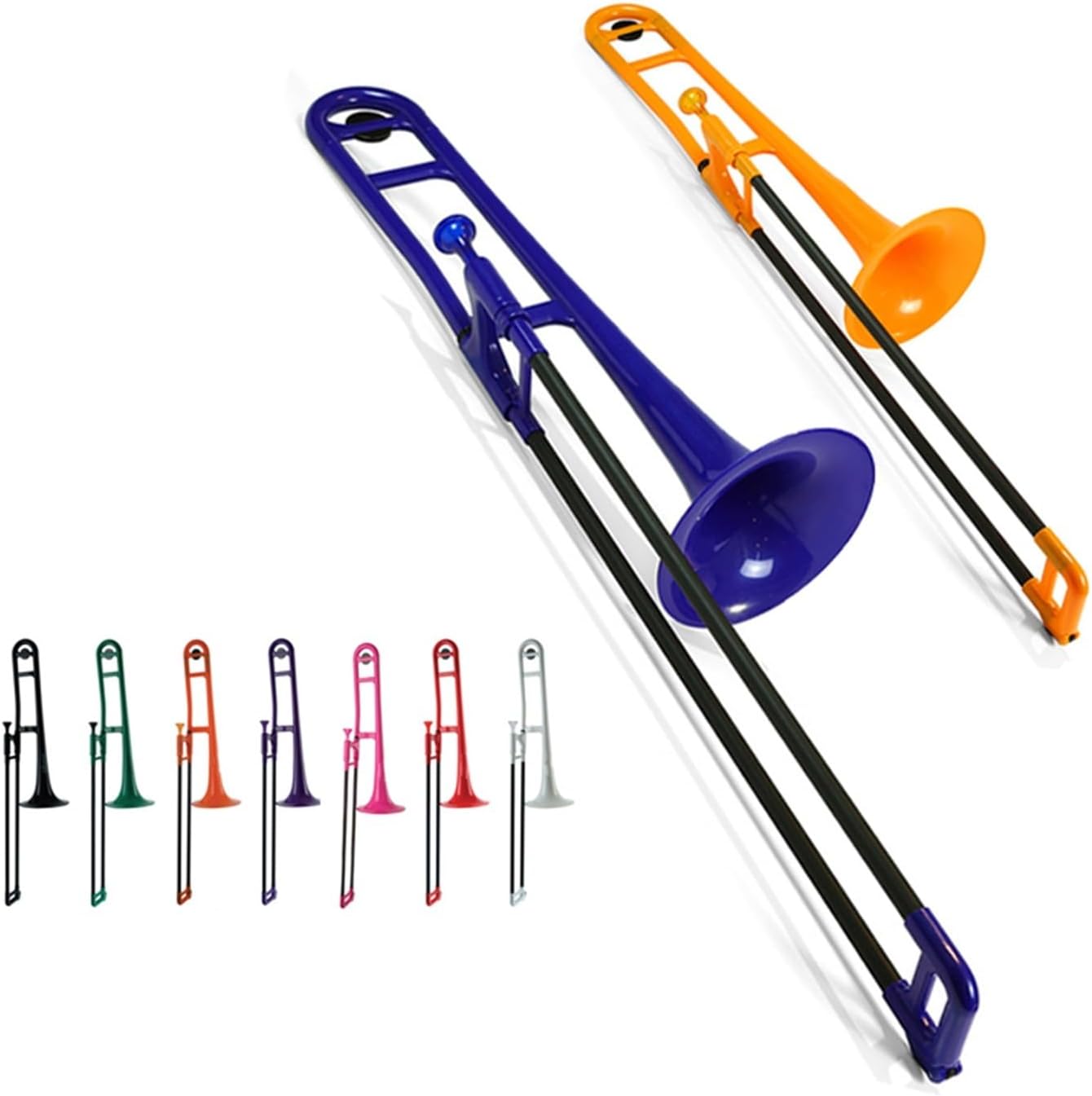 Adult Trombone Instrument Colorful Plastic Brass Instrument Tenor B Flat Suitable For Beginners Trombone(Orange)